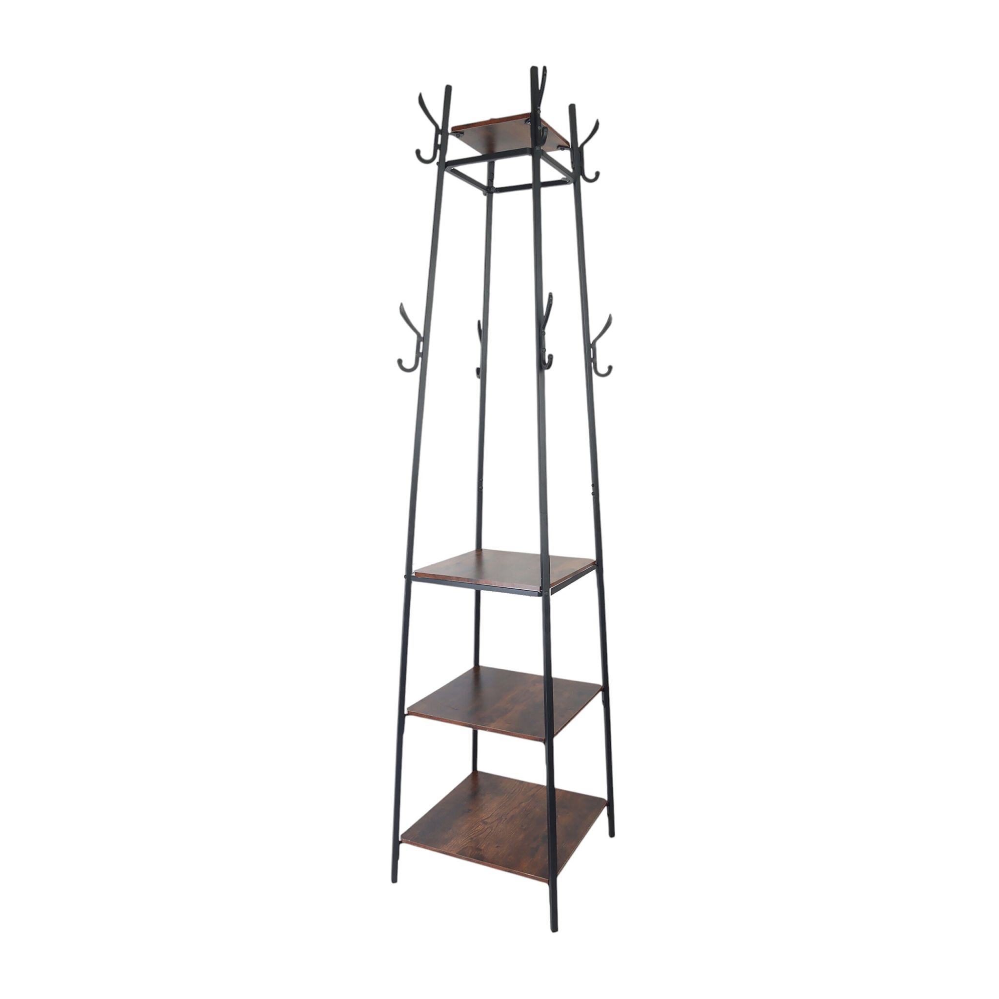 Garderobenständer 180cm Dunkelbraun-Schwarz