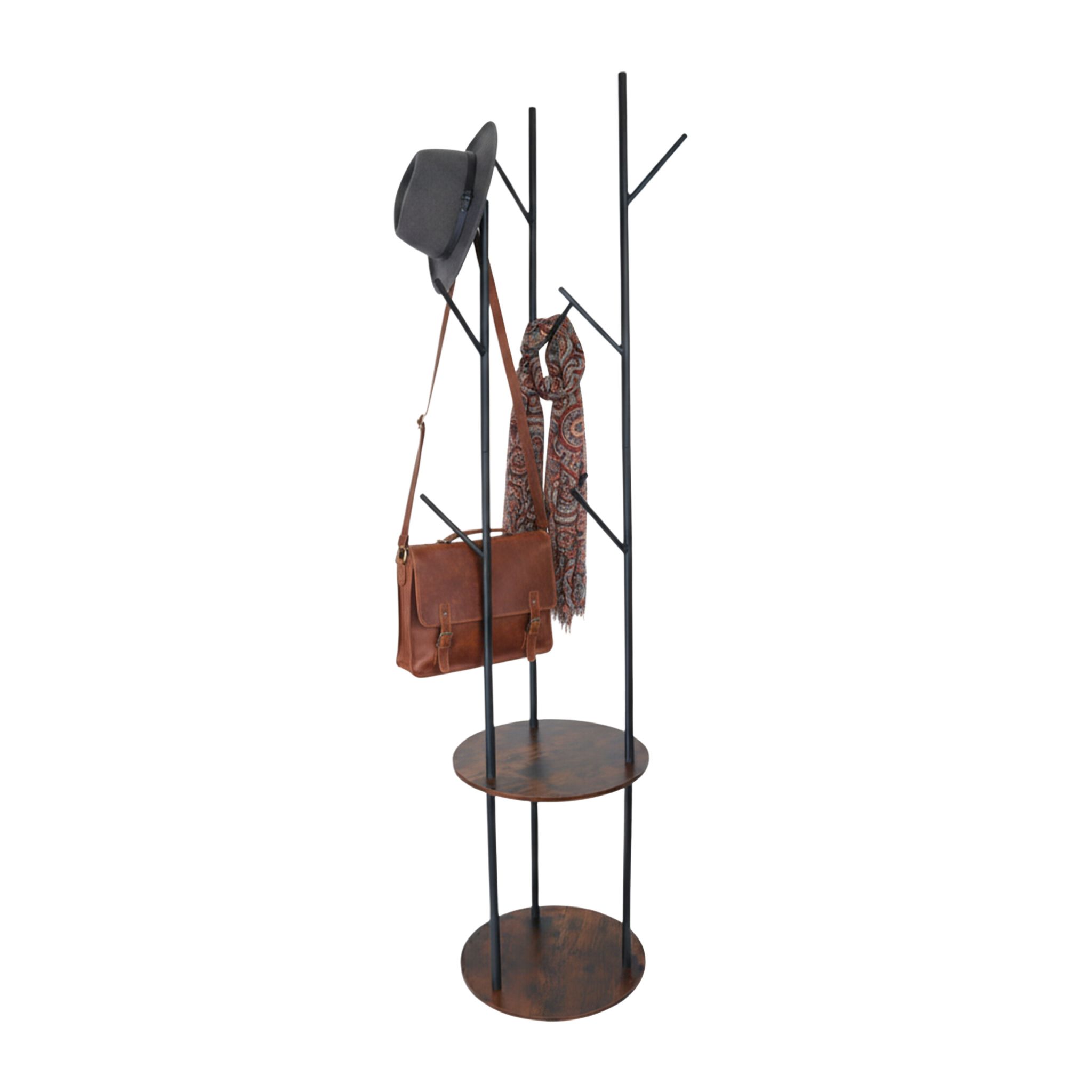 Garderobenständer 175cm Dunkelbraun-Schwarz