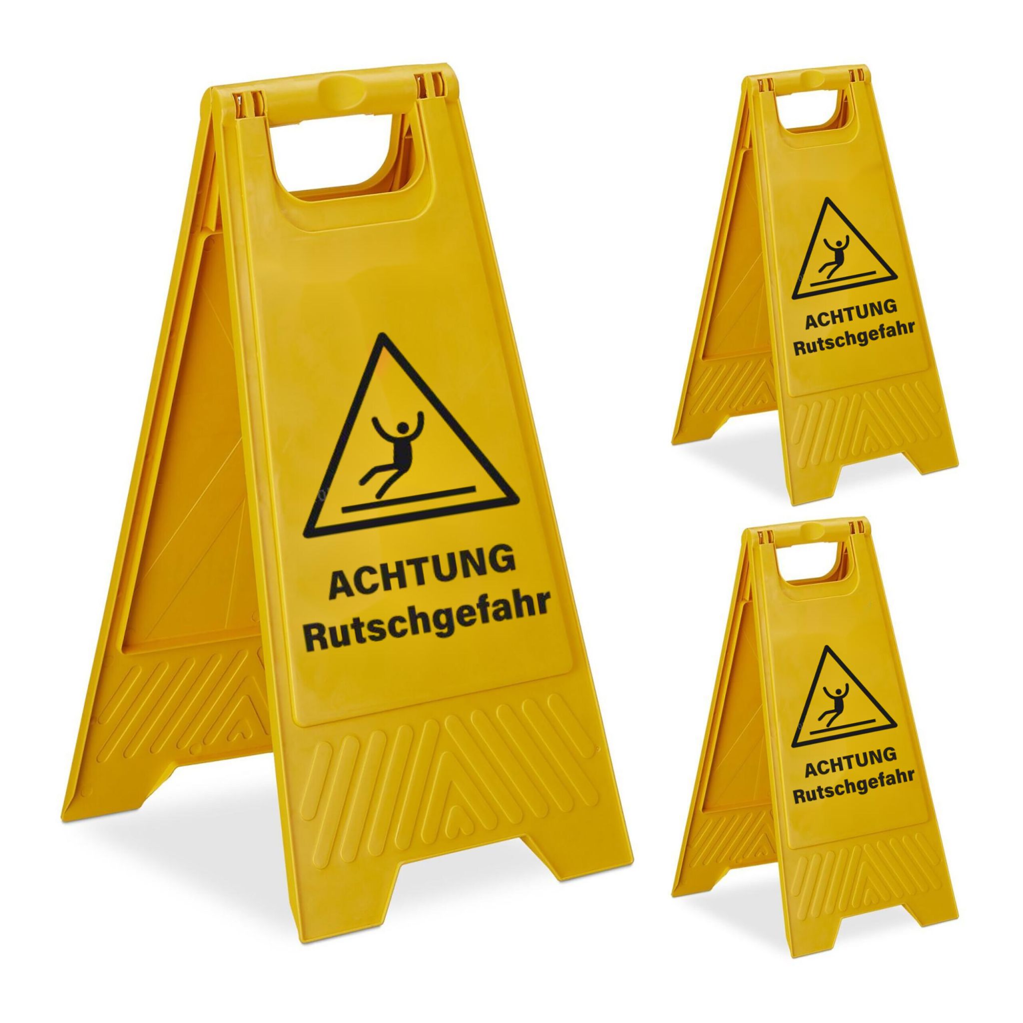 Achtung Rutschgefahr Aufsteller 3er-Set Gelb-Schwarz