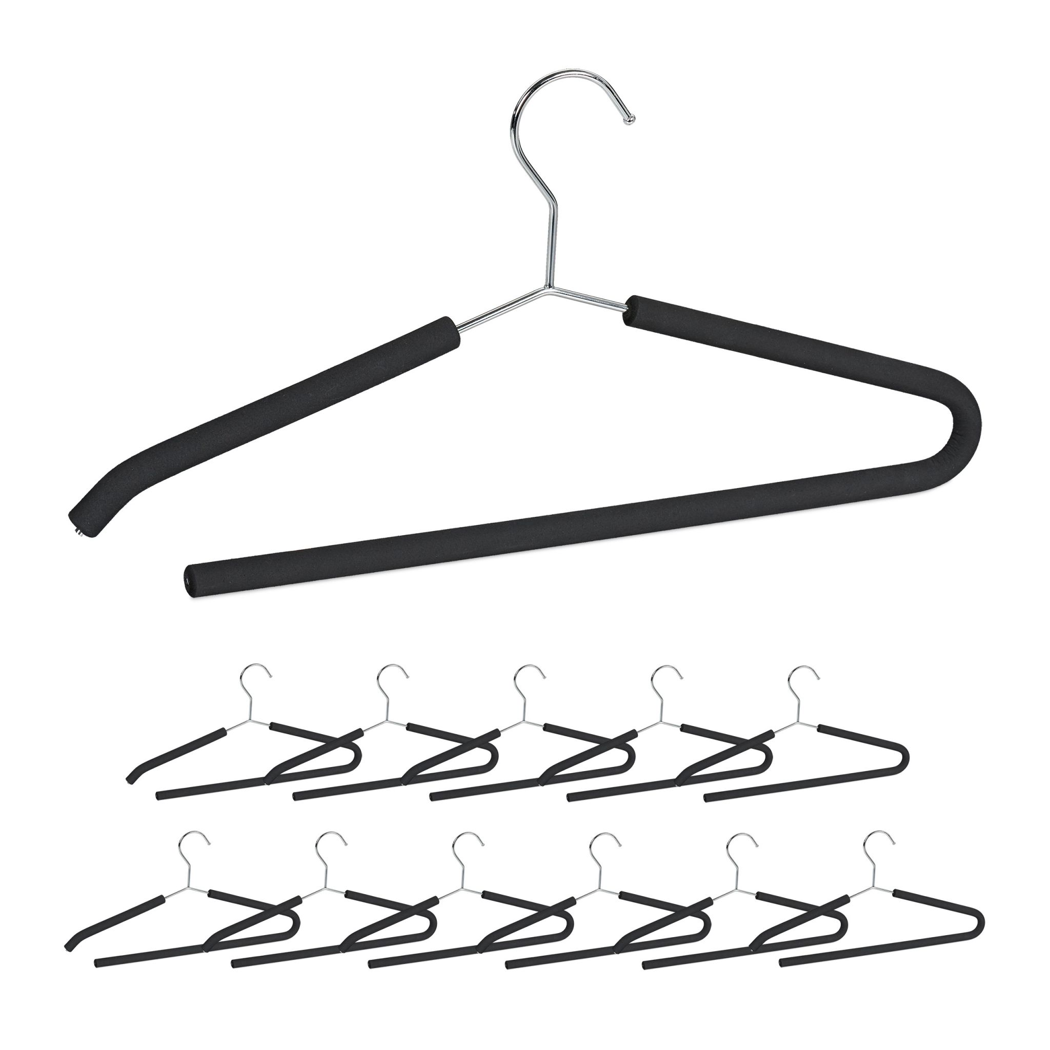 Schaumstoff Kleiderbügel 12er-Set Schwarz-Silber
