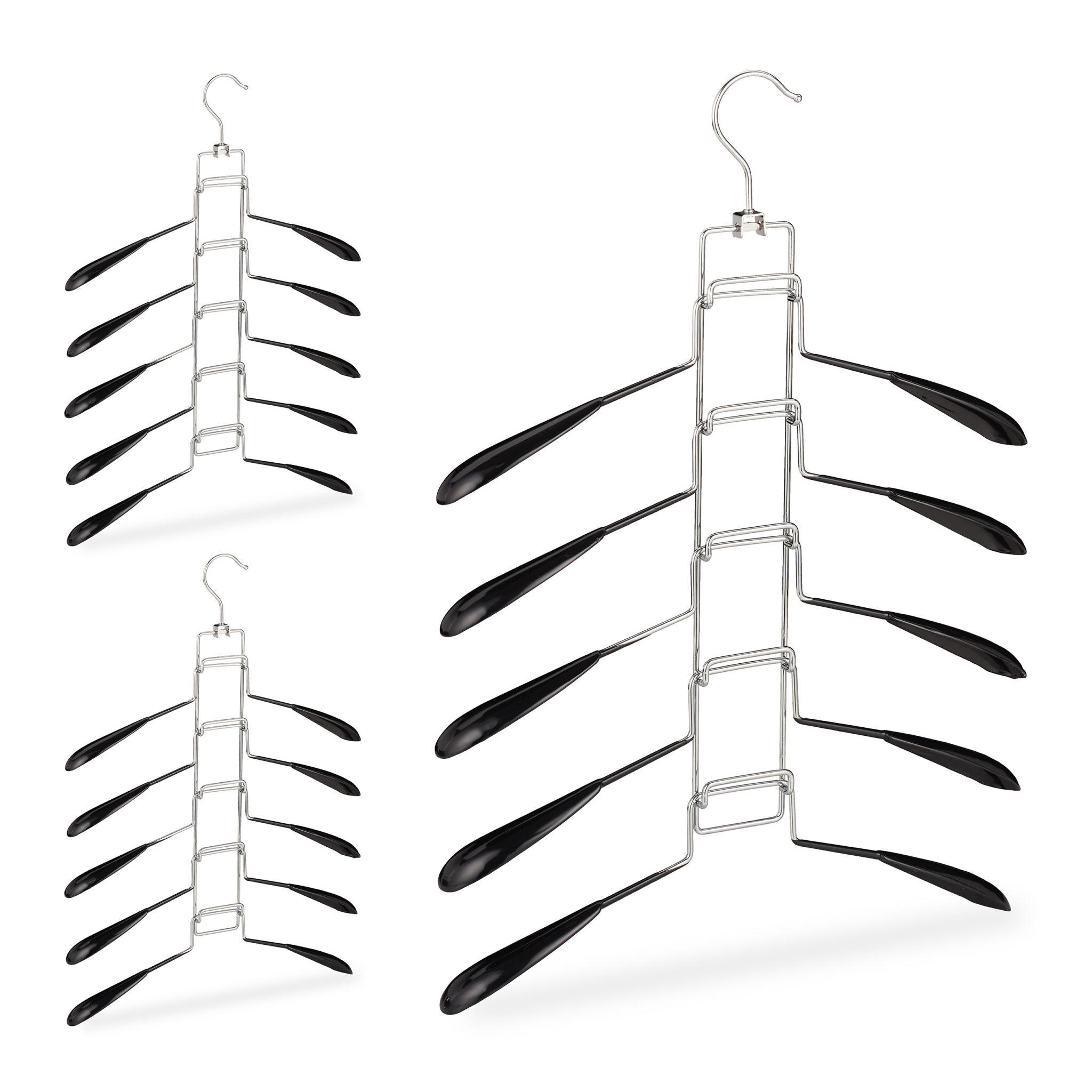 Mehrlagiger Kleiderbügel 3er-Set Schwarz-Silber