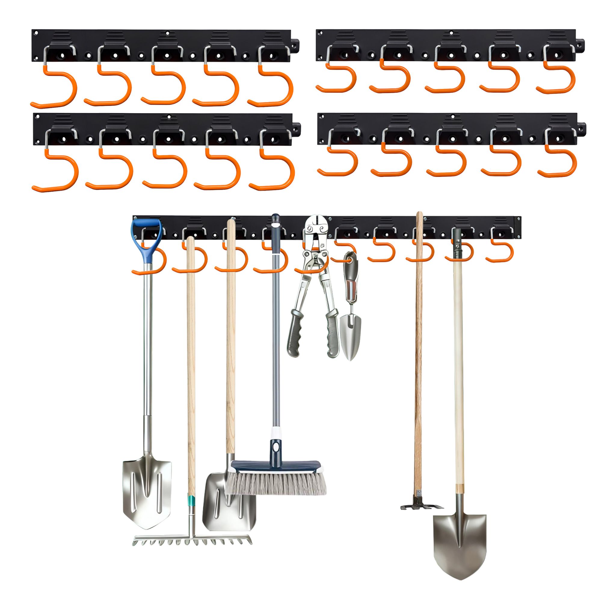 Gartengerätehalter Wand Orange-Schwarz-Silber