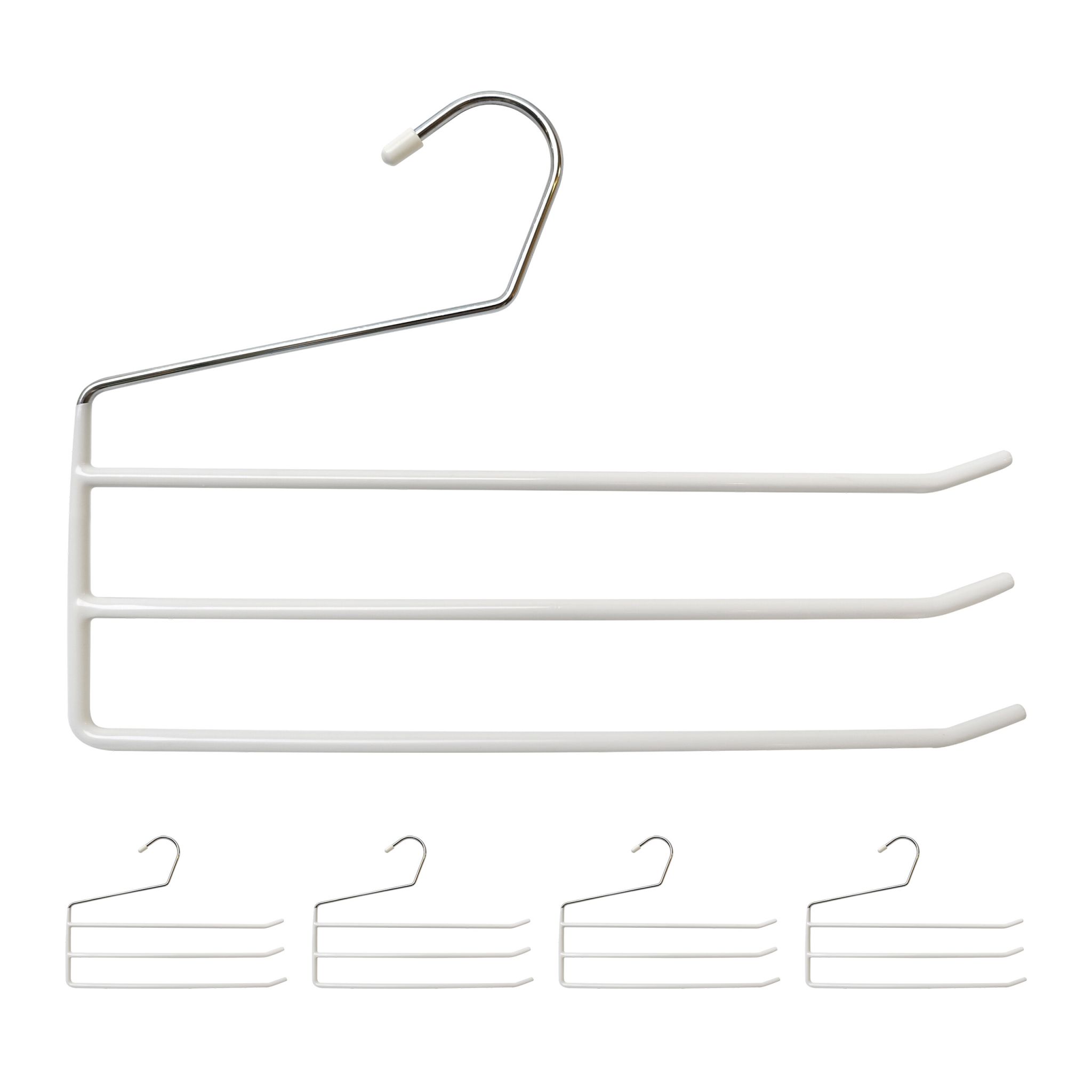 Hosenbügel mehrfach 5er-Set Weiss-Silber