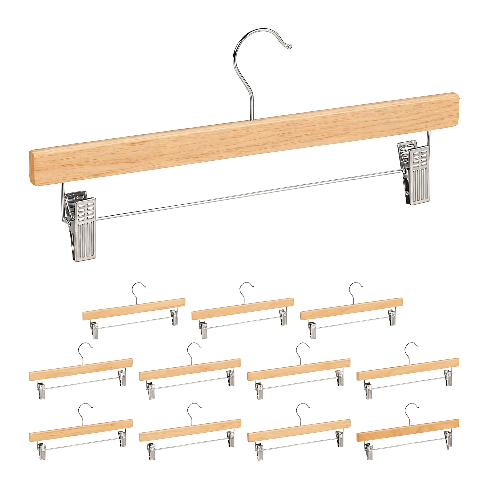 Hosenbügel Holz 12er-Set Hellbraun-Silber