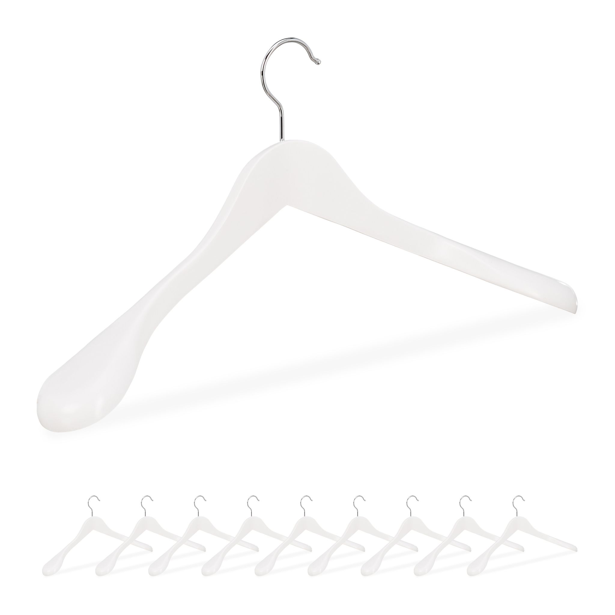 Anzug Kleiderbügel 10er-Set Weiss-Silber