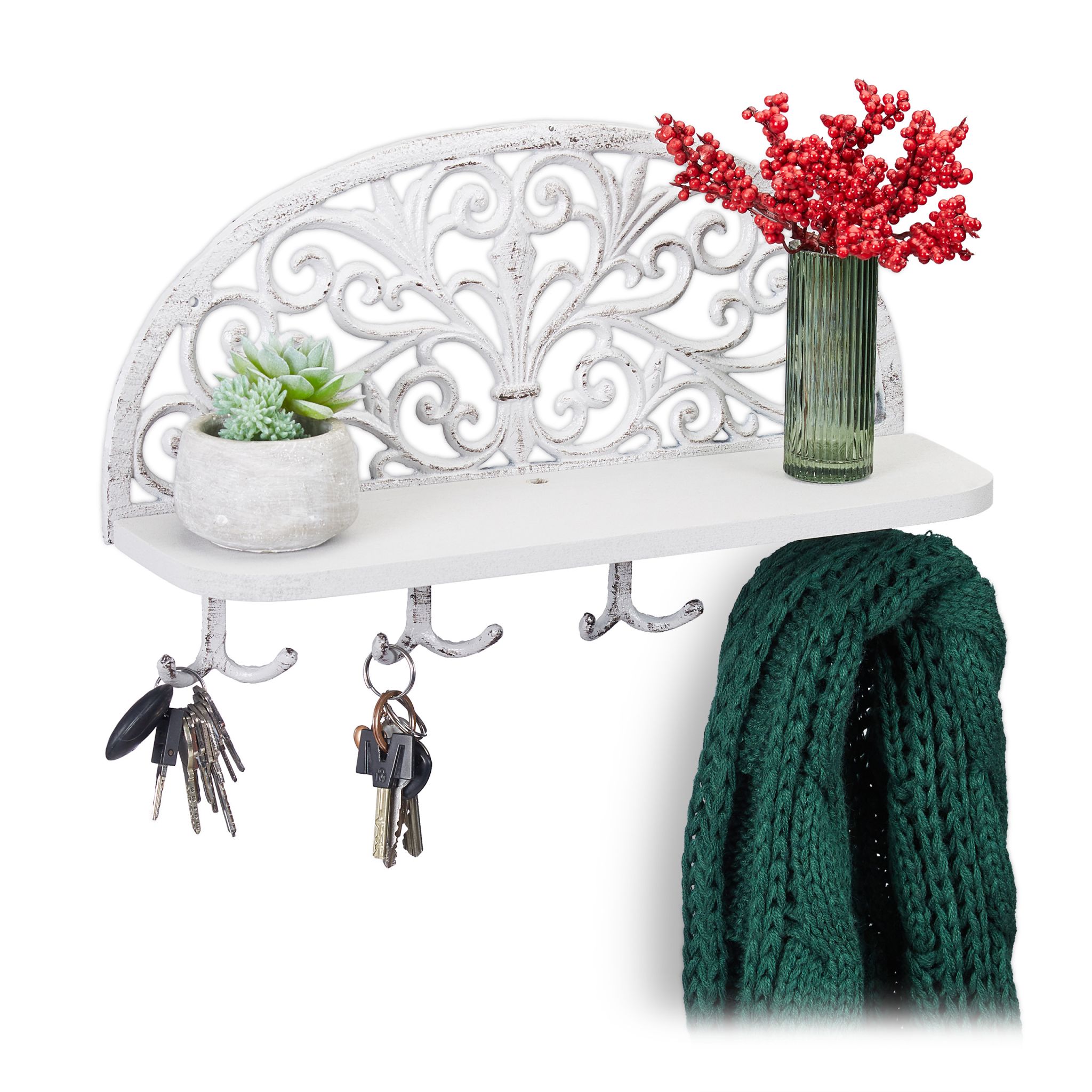 Wandgarderobe mit Ablage Weiss-Schwarz
