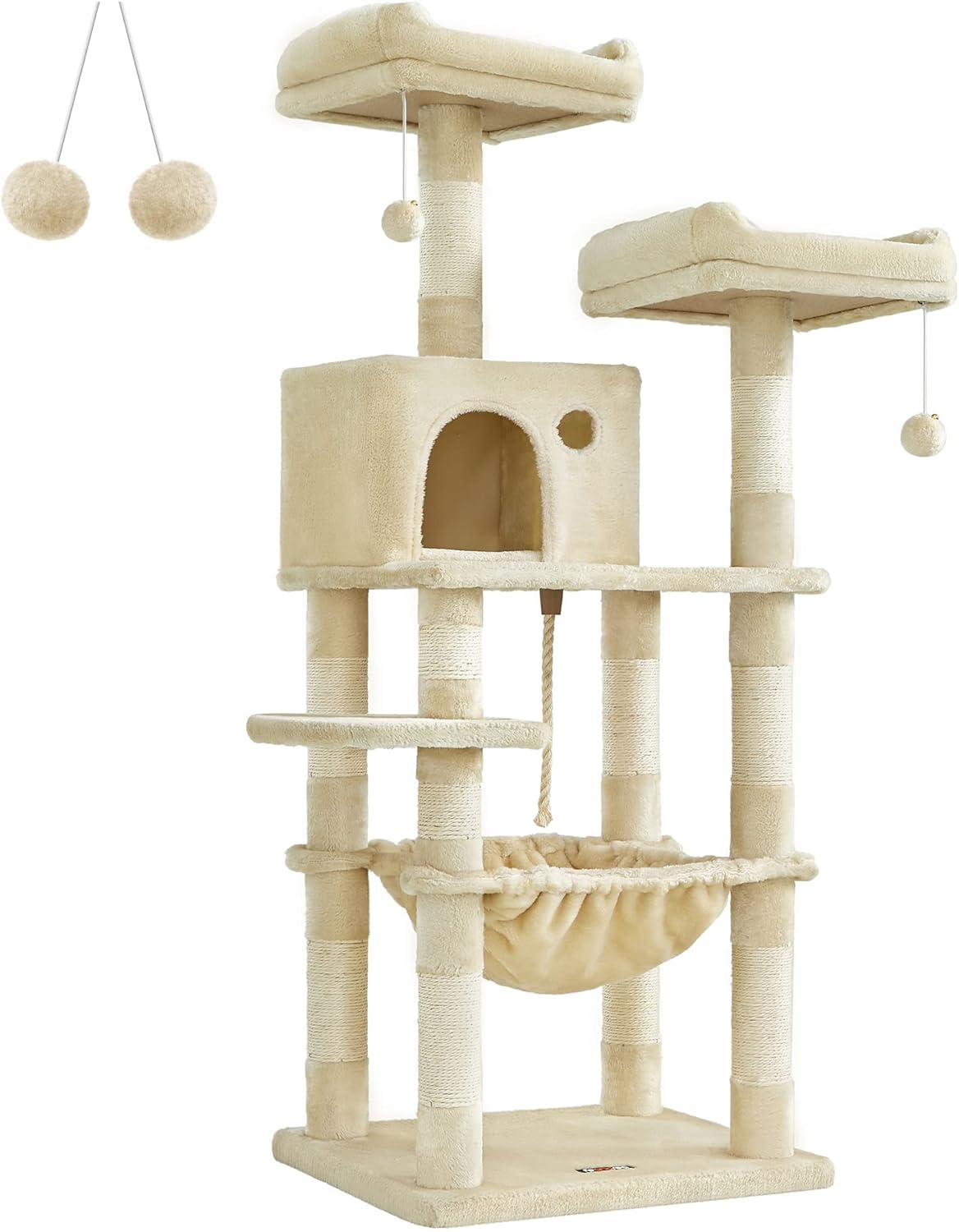 Kratzbaum Mehrstöckig mit Hängematte Beige