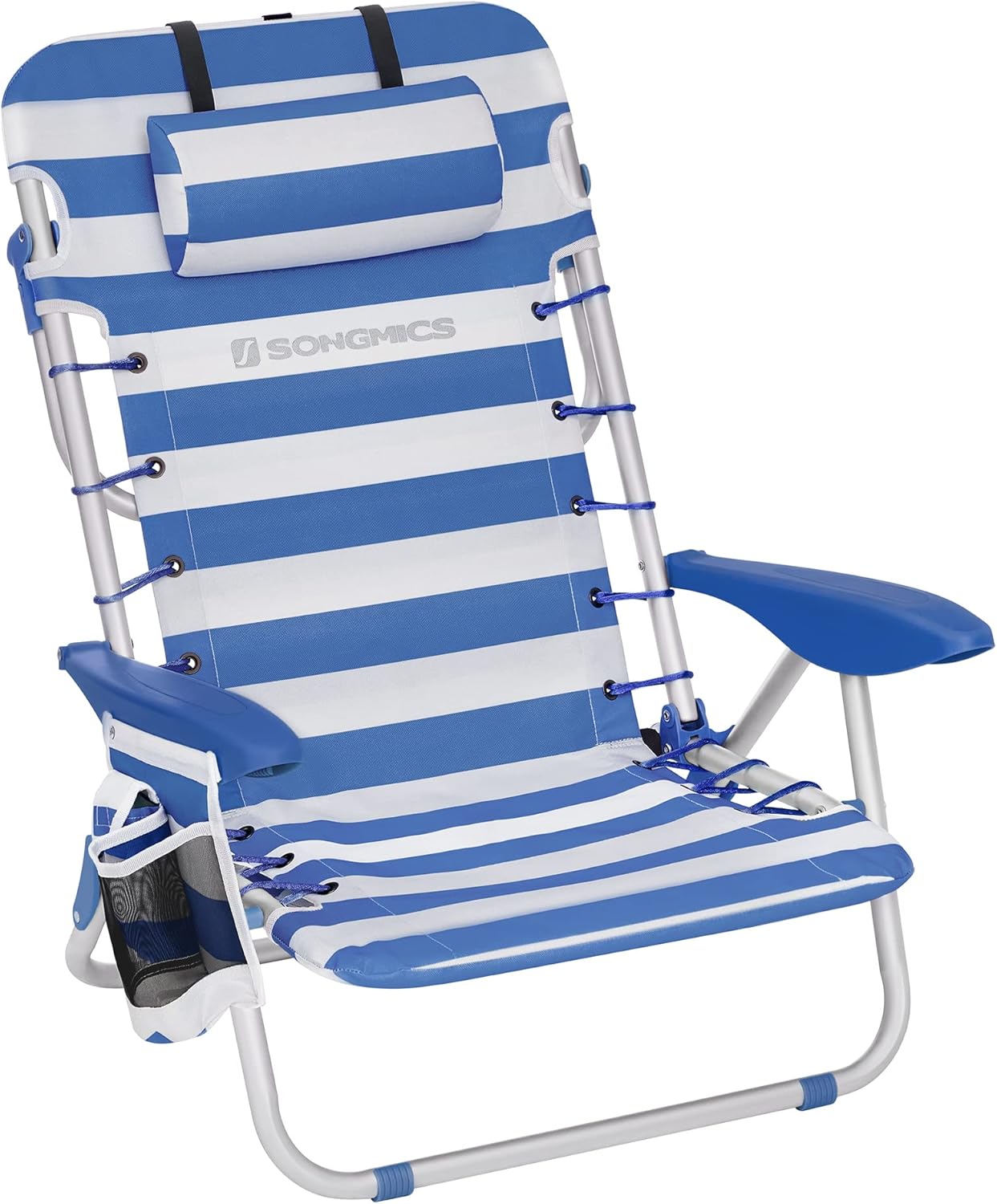 Campingstuhl faltbar verstellbar Blau Polyester