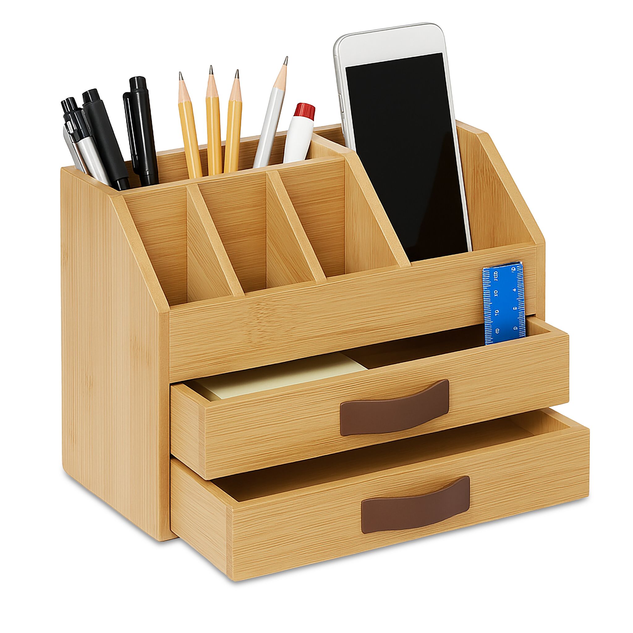 Schreibtisch Organizer Bambus Braun-Hellbraun
