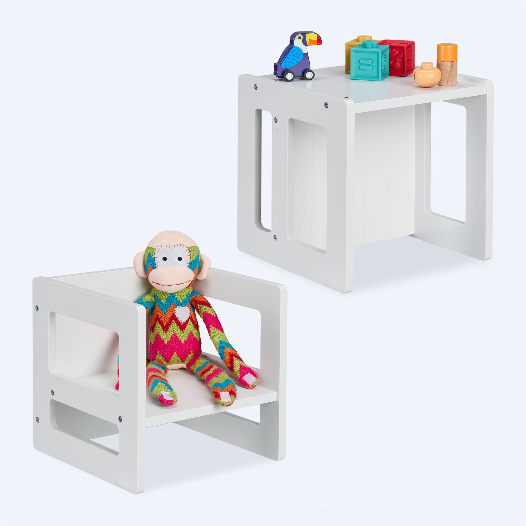 Wendbarer Sitzhocker für Kinder 2er-Set Weiss