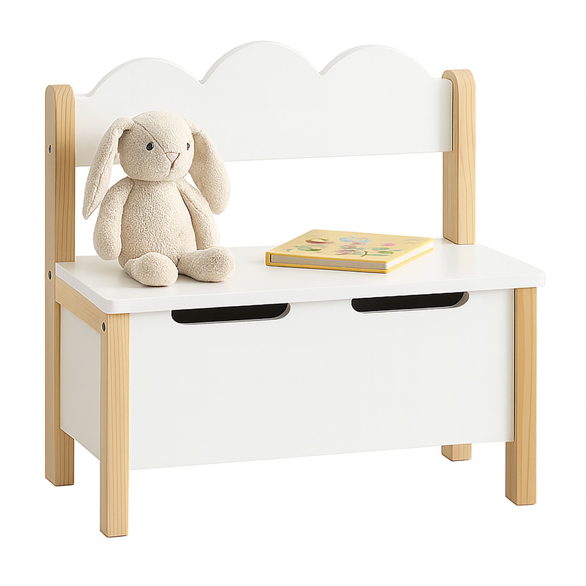 Kinderbank mit Stauraum Weiss-Hellbraun