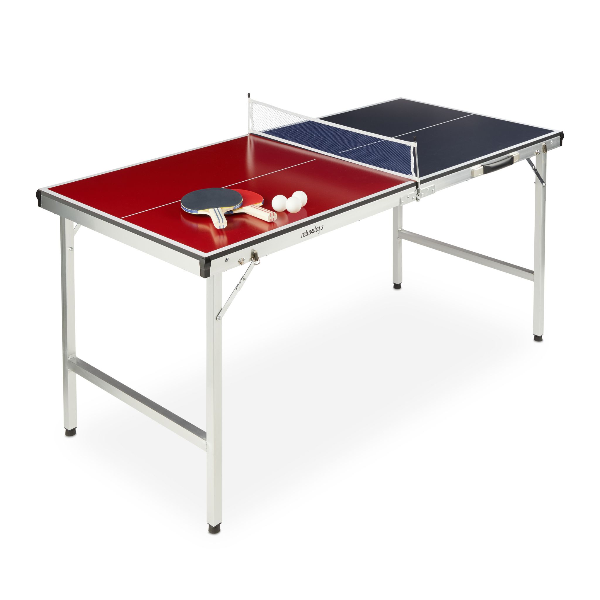 Klappbare Tischtennisplatte mit Zubehör Dunkelblau-Rot-Silber