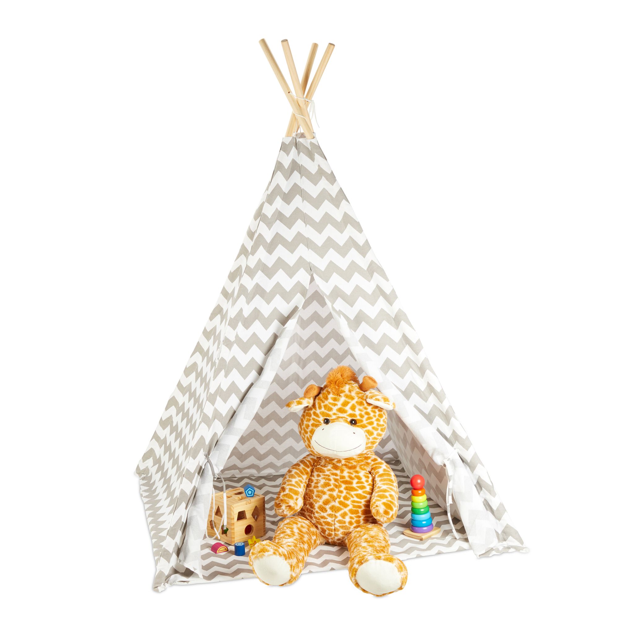 Tipi Zelt Kinder Weiss-Grau