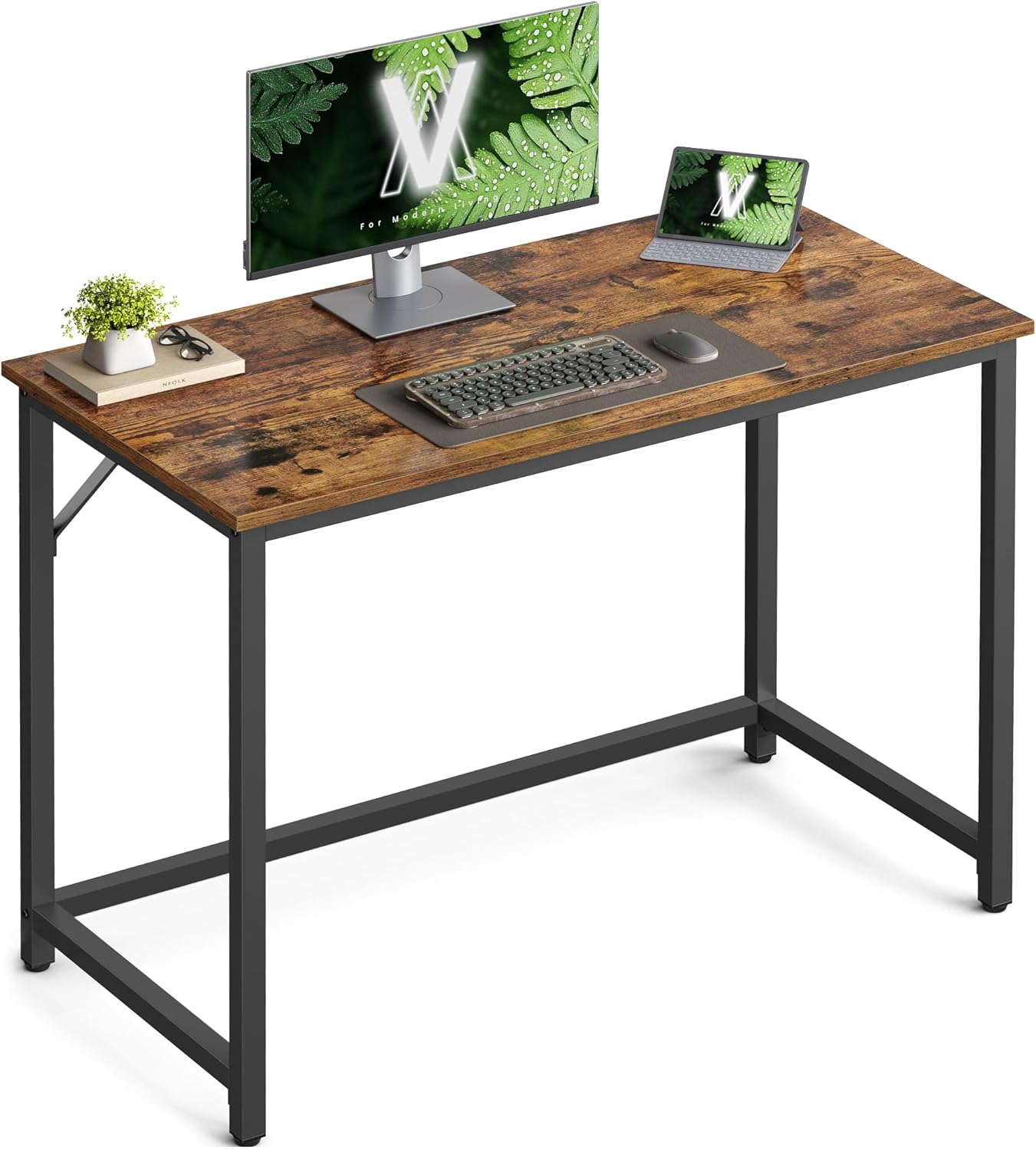 Computertisch 100x50cm vintagebraun Holzoptik Metall