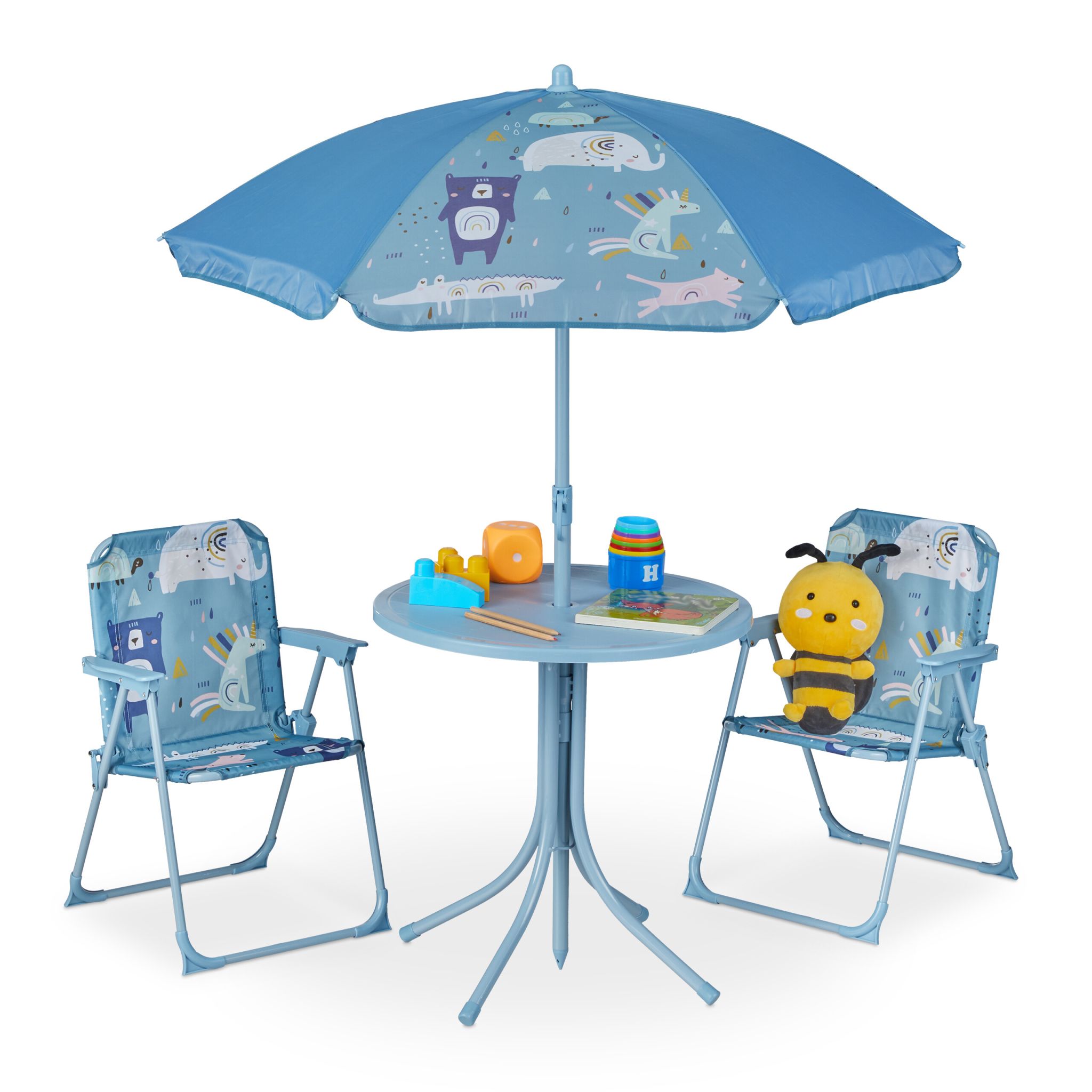 Camping Kindersitzgruppe mit Schirm Blau