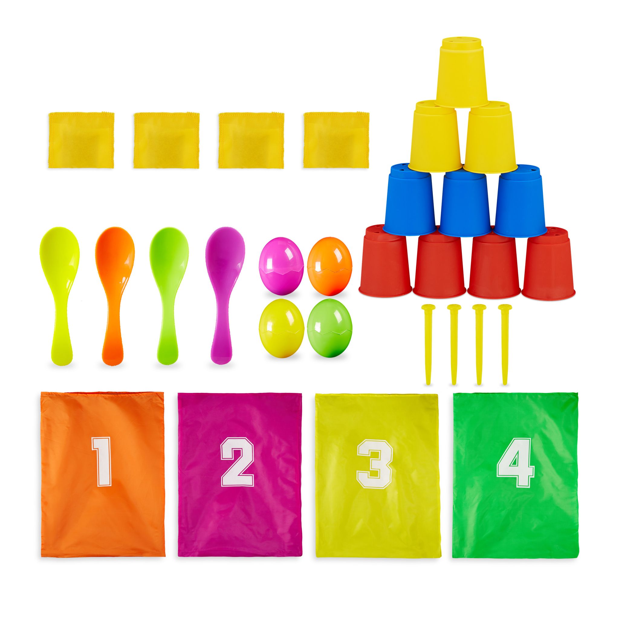 Kinderparty Spiele 3 in 1 Set Gelb-Grün-Rot