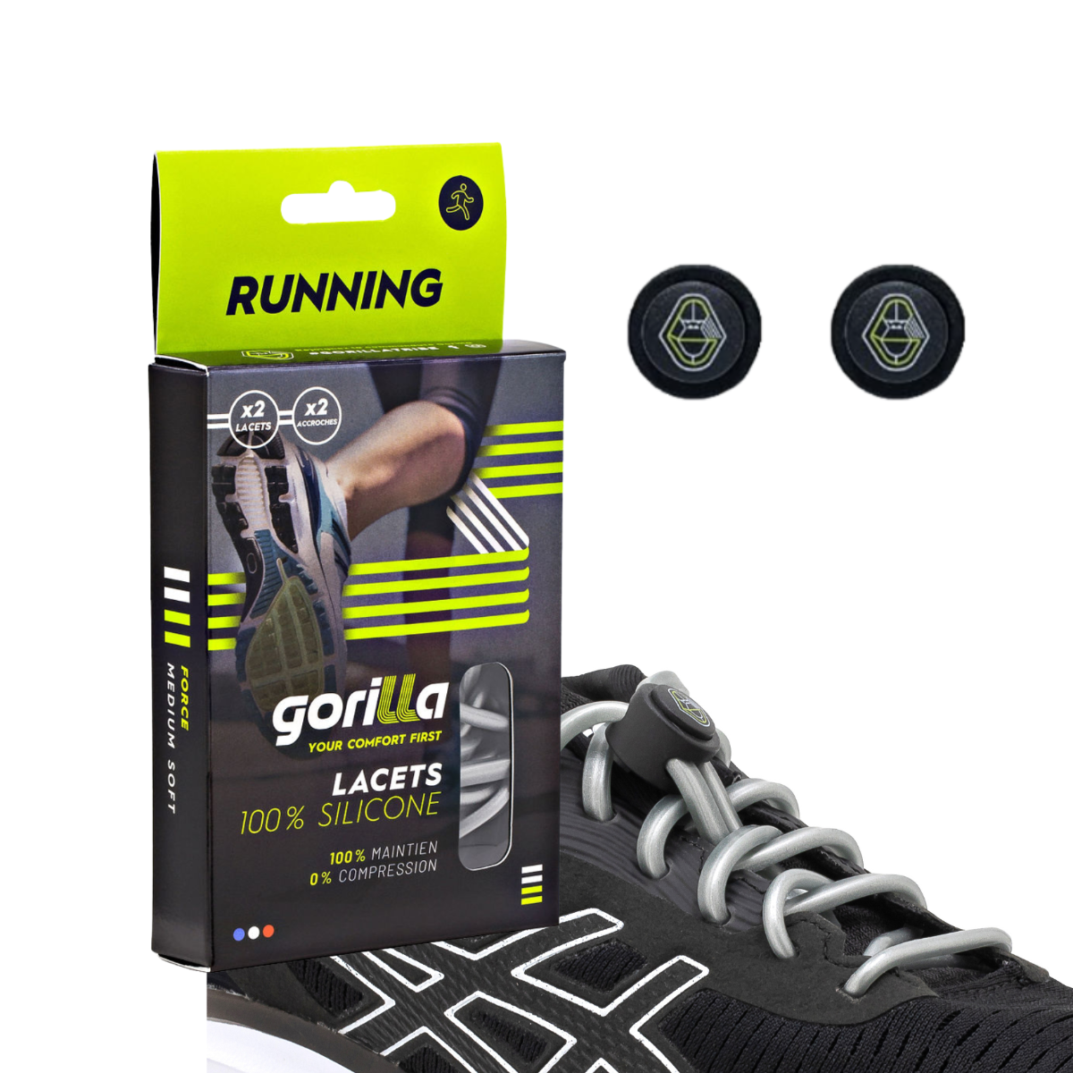 Elastische Schnürsenkel Flexibel Ohne Binden Silikon Running & Joggen Silbergrau
