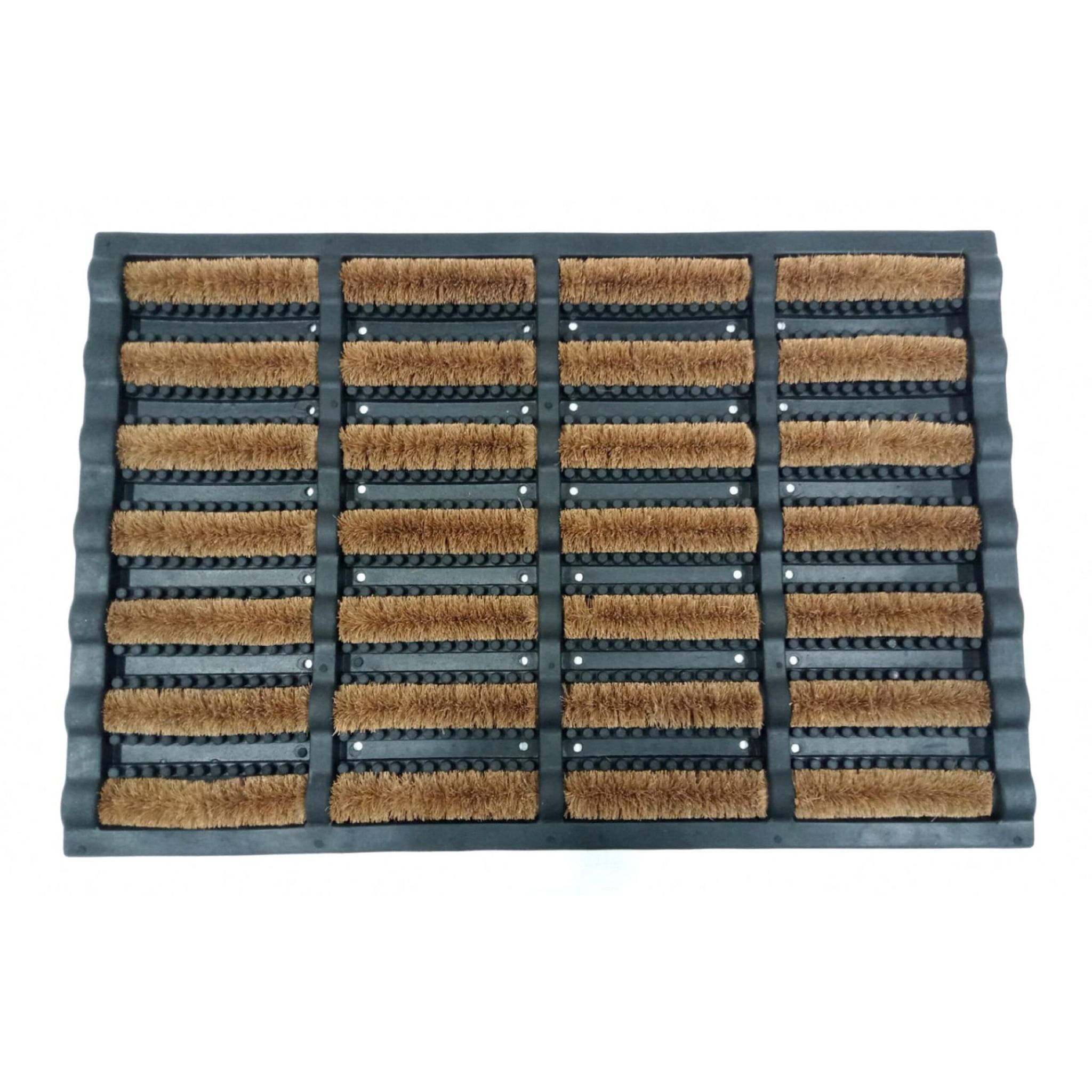 Fussmatte Gummi 60x40 mit Kokosbürsten Hellbraun-Schwarz