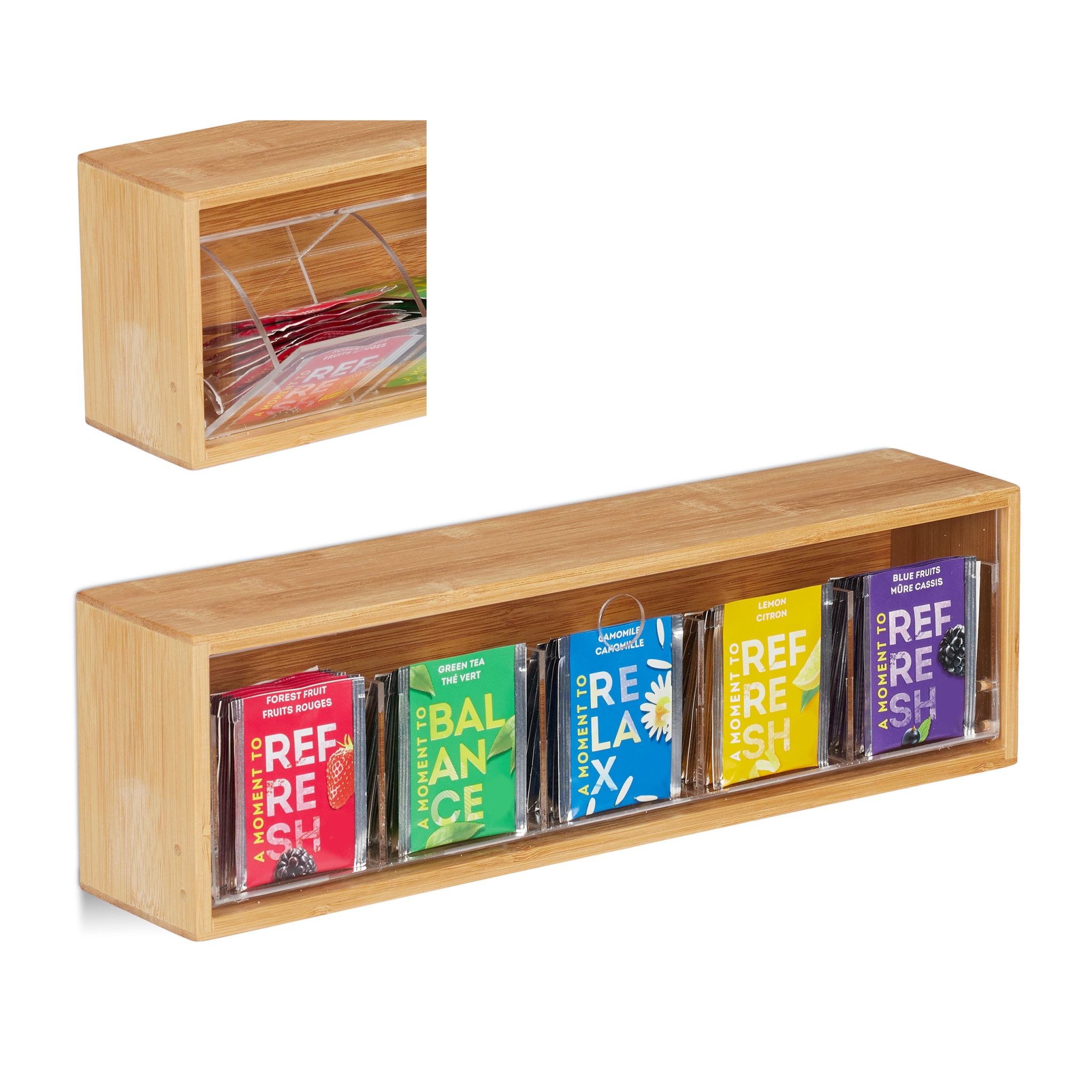 Teebox Bambus zum Aufhängen Hellbraun-Transparent
