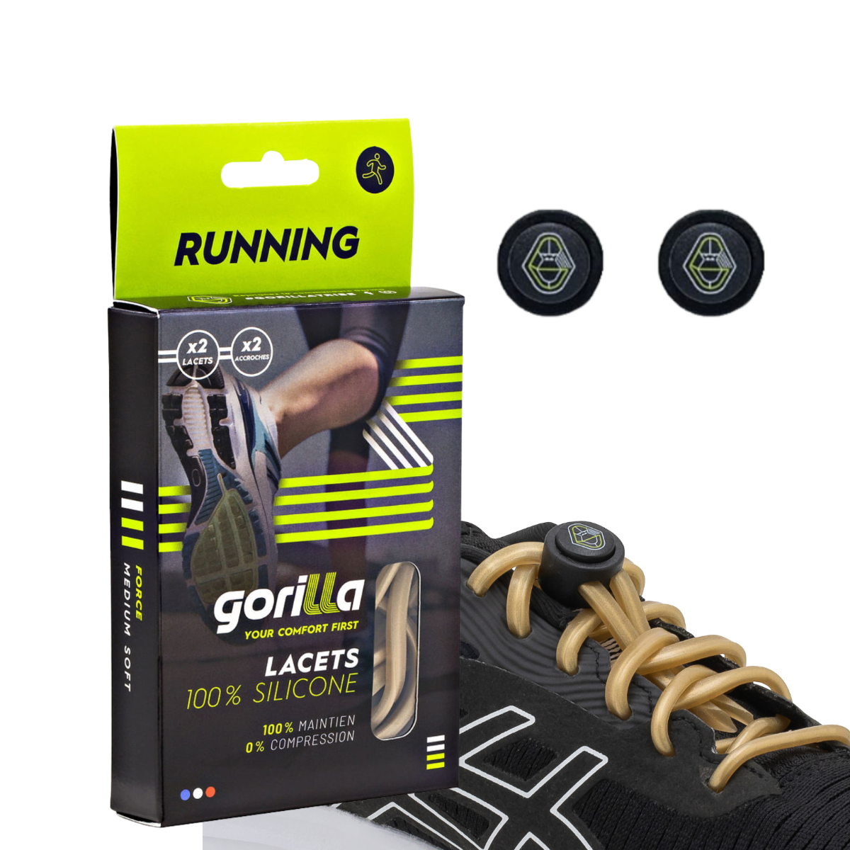 Elastische Schnürsenkel Flexibel Ohne Binden Silikon Running & Joggen Gold