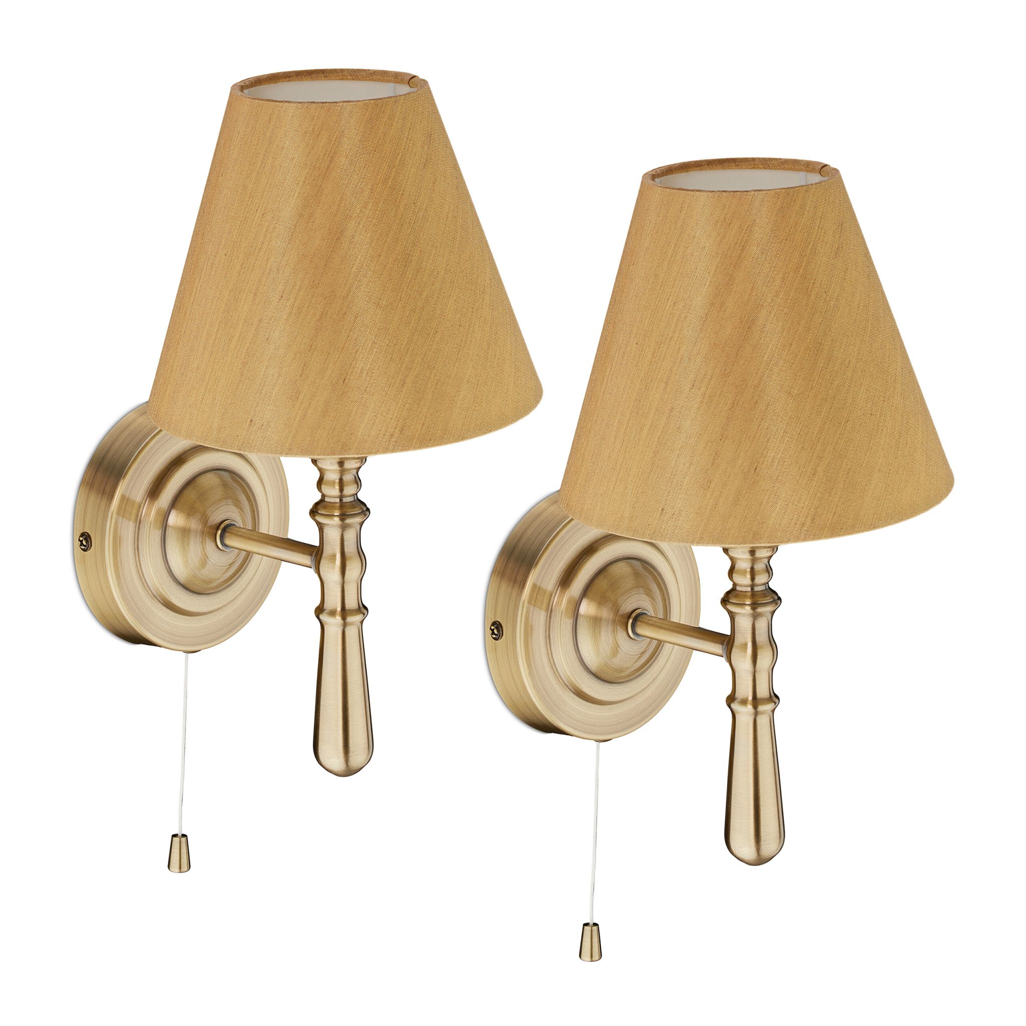 Wandlampe mit Schirm 2er-Set Gold-Hellbraun