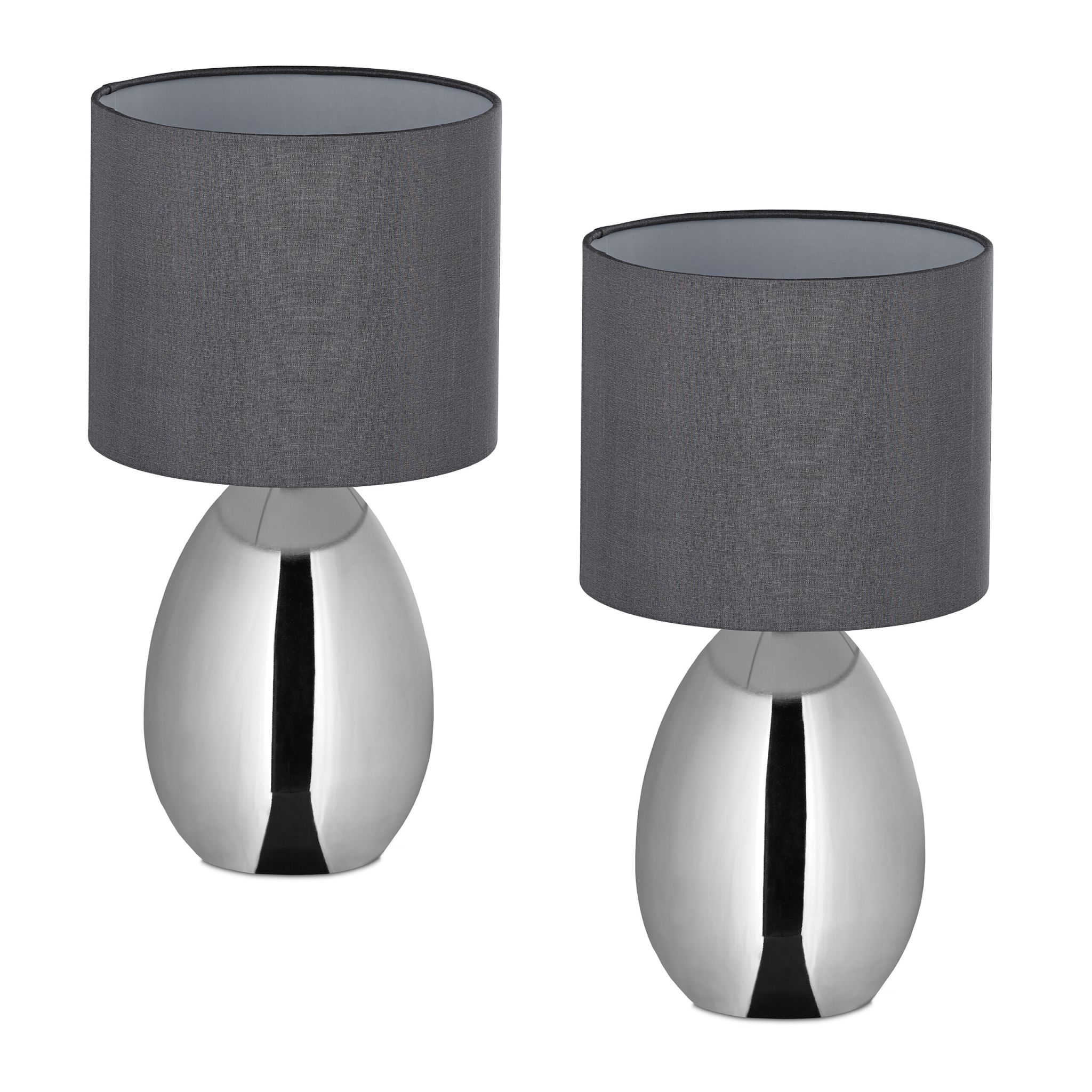 Nachttischlampe 2er-Set Silber-Grau