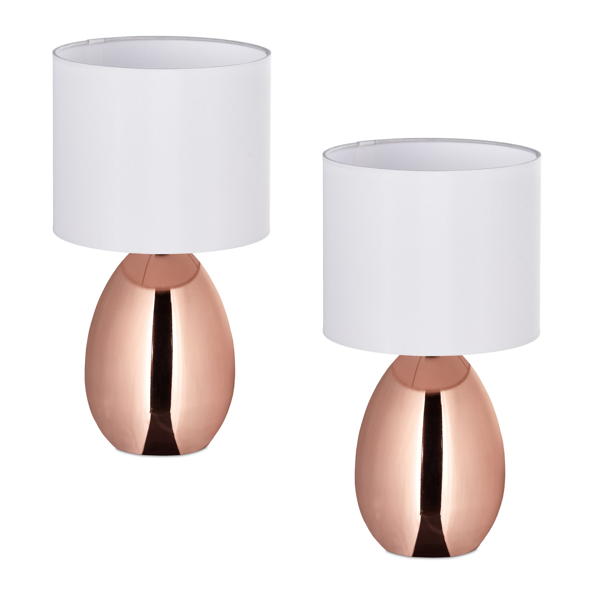 Nachttischlampe 2er-Set Weiss-Kupfer