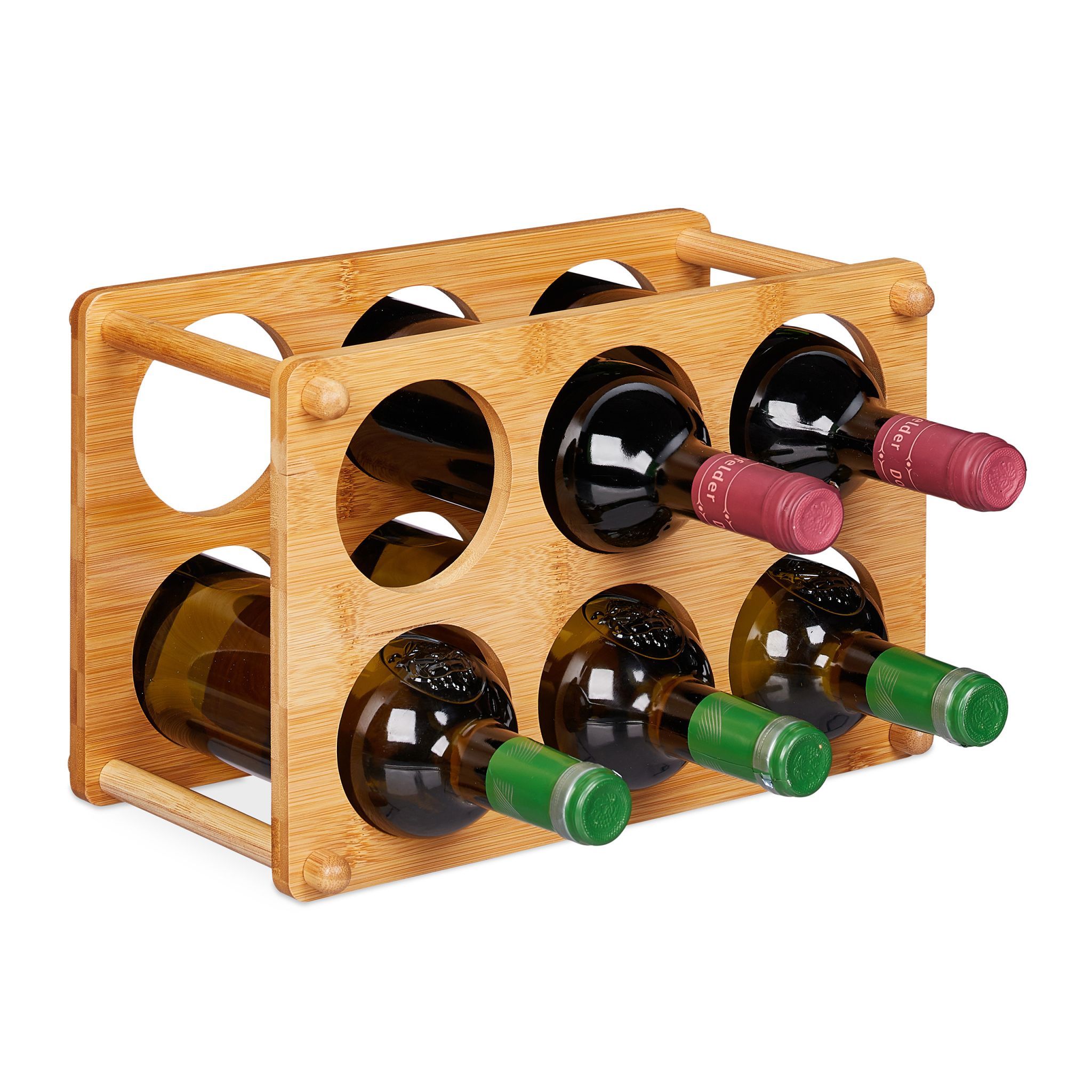 Weinregal 6 Flaschen Bambus Hellbraun