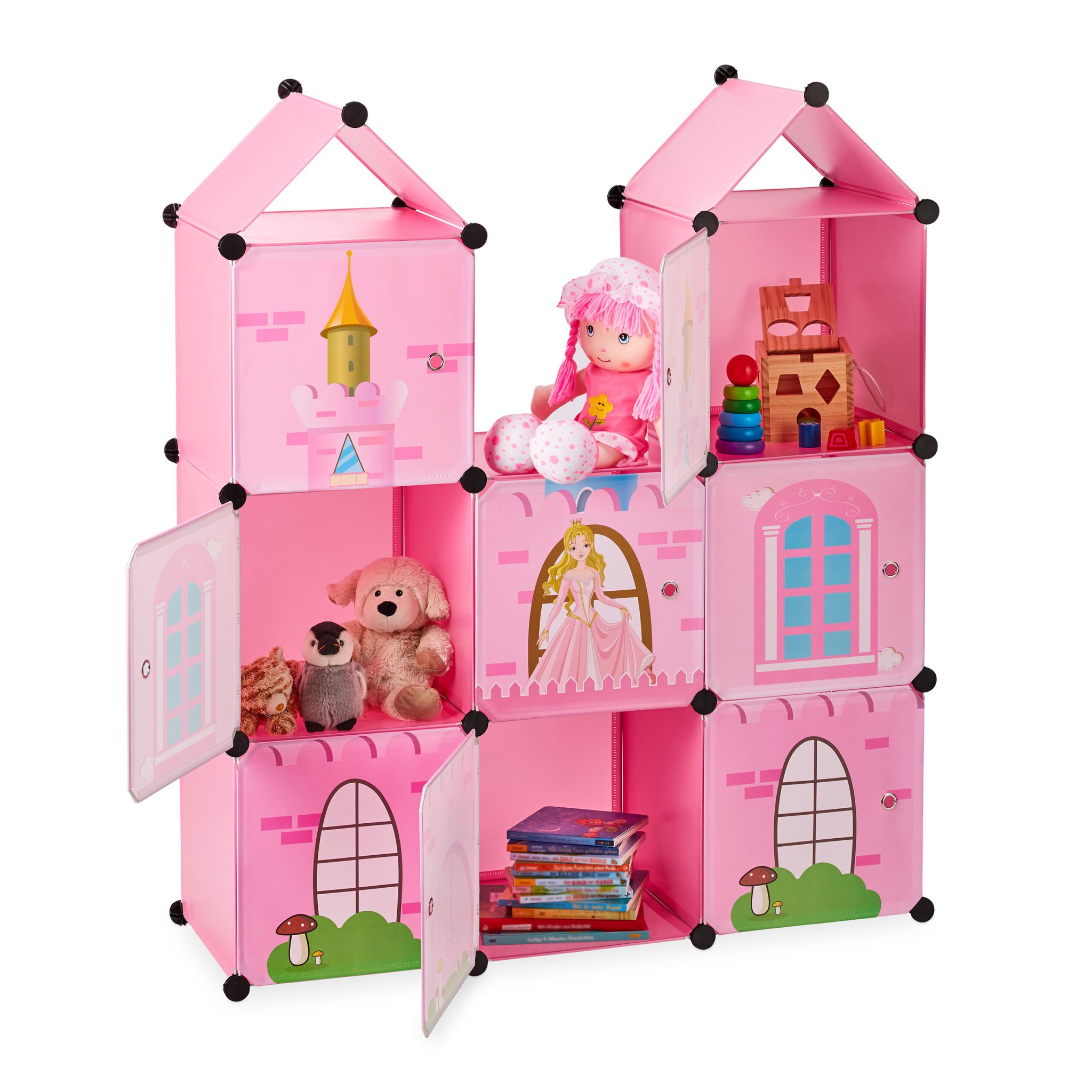 Steckregal Kinderzimmer als Schloss Rosa-Schwarz