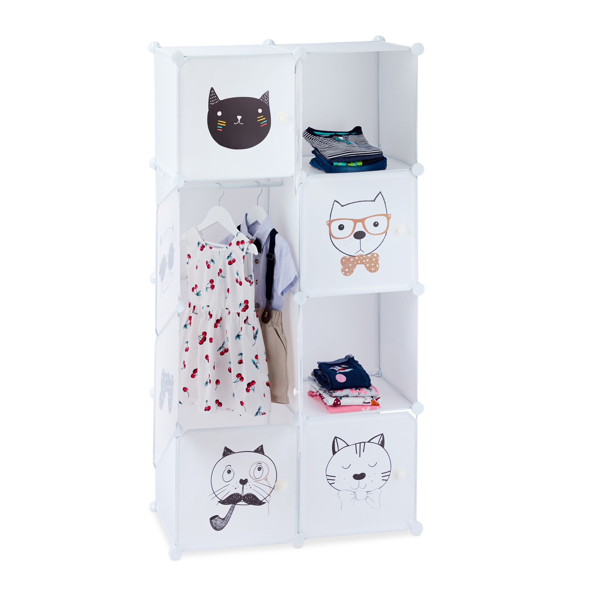 Steckregal für das Kinderzimmer Weiss-Hellbraun-Schwarz