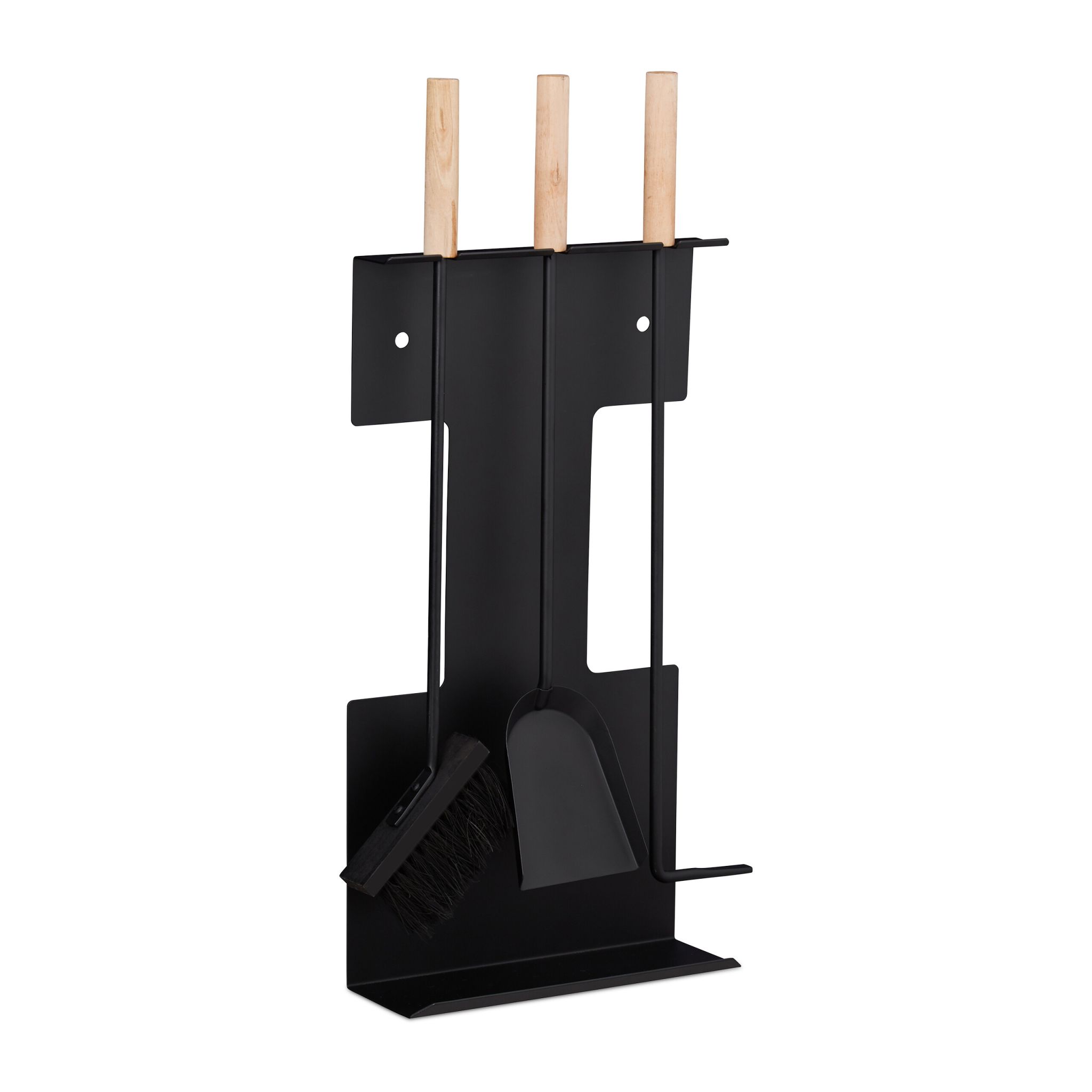 Kaminbesteck modern 4-teilig Hellbraun-Schwarz