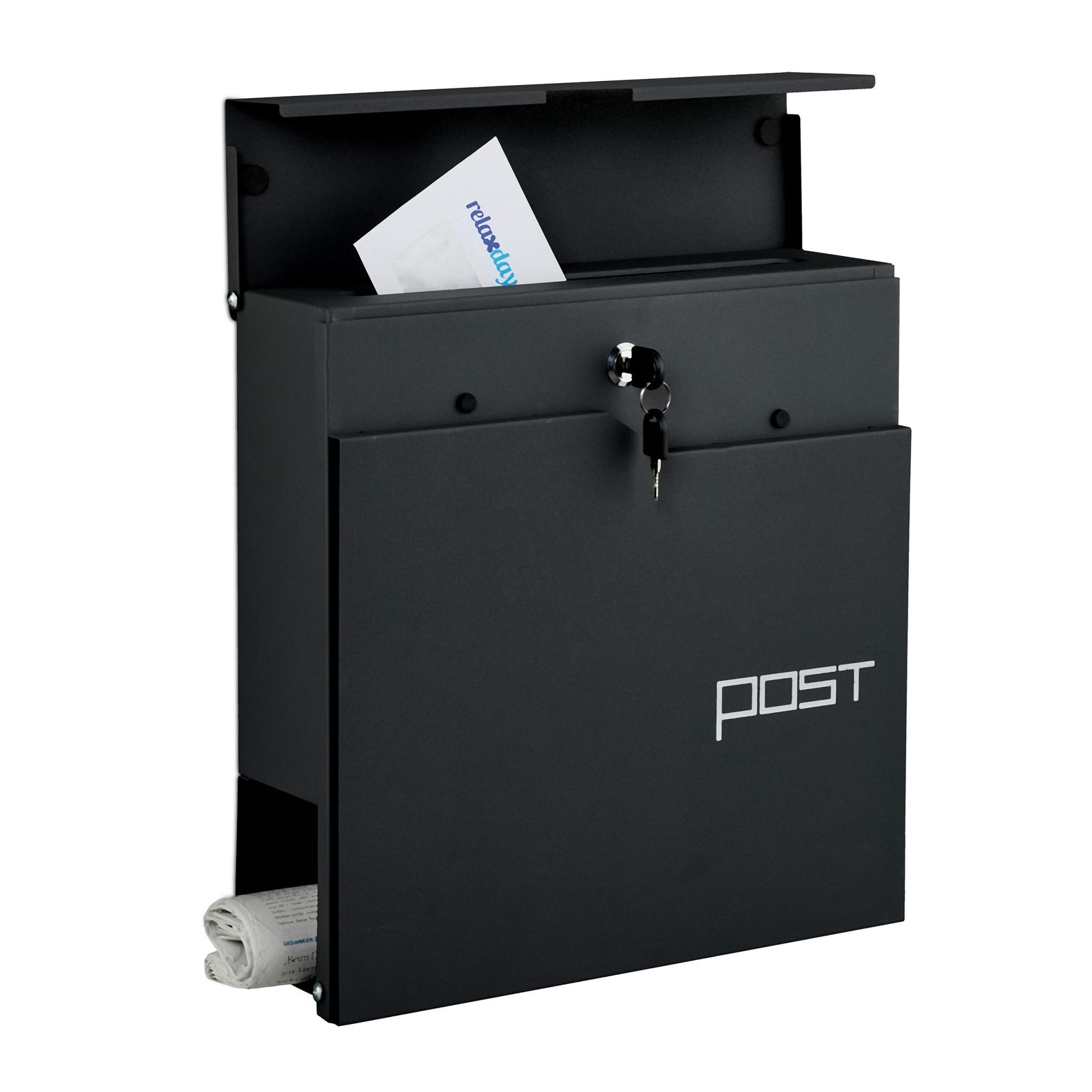Briefkasten mit Zeitungsfach Schwarz