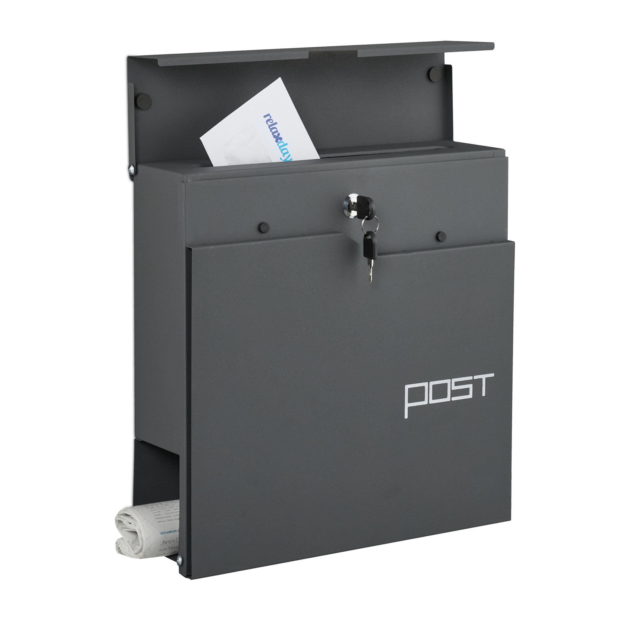 Briefkasten mit Zeitungsfach Anthrazit