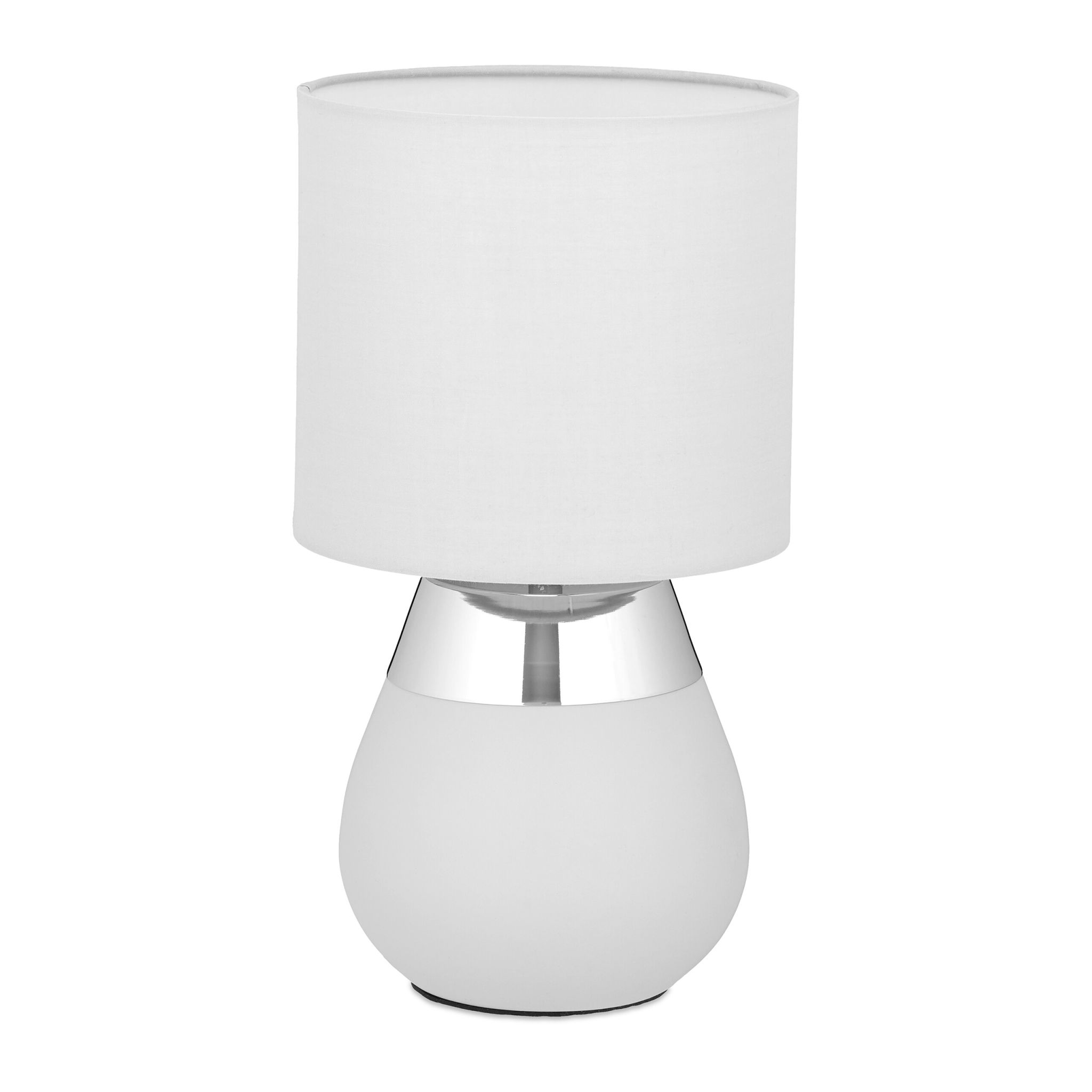 Tischlampe mit Stoffschirm Silber-Grau