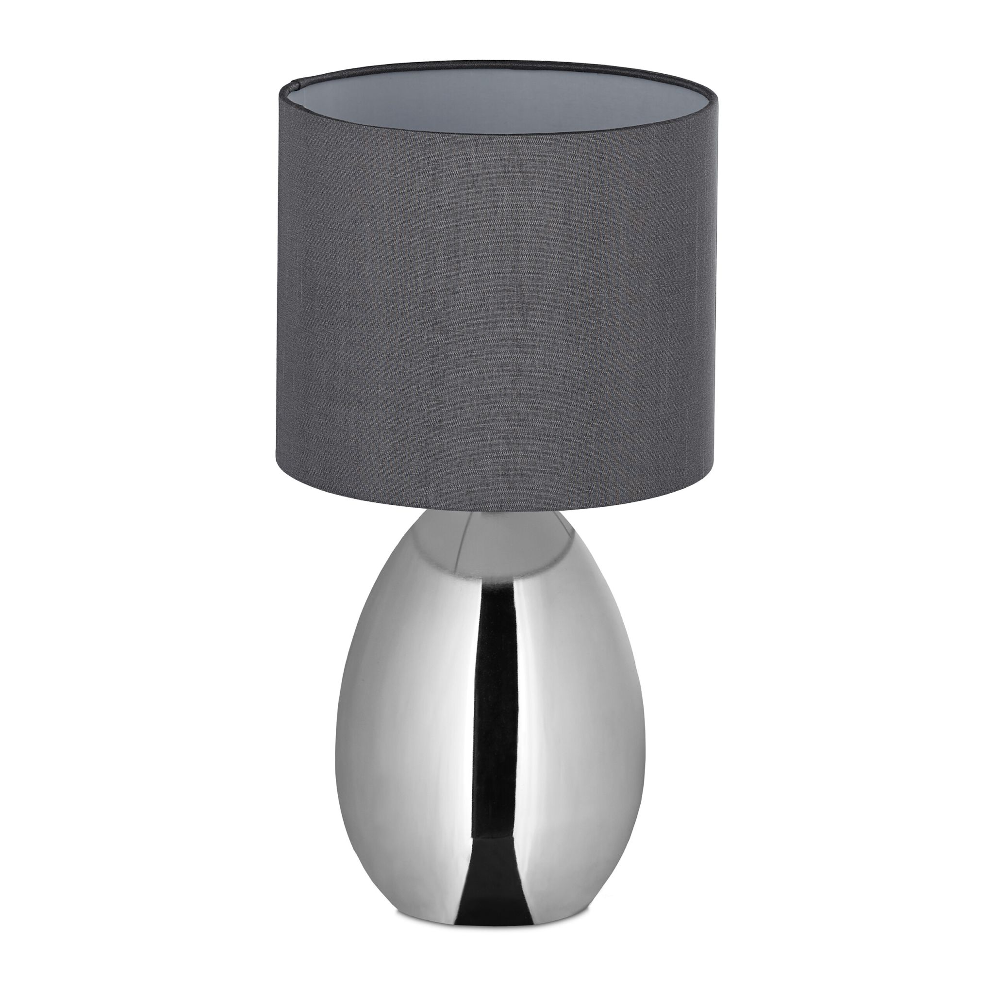 Tischlampe Metall & Stoff Silber-Grau