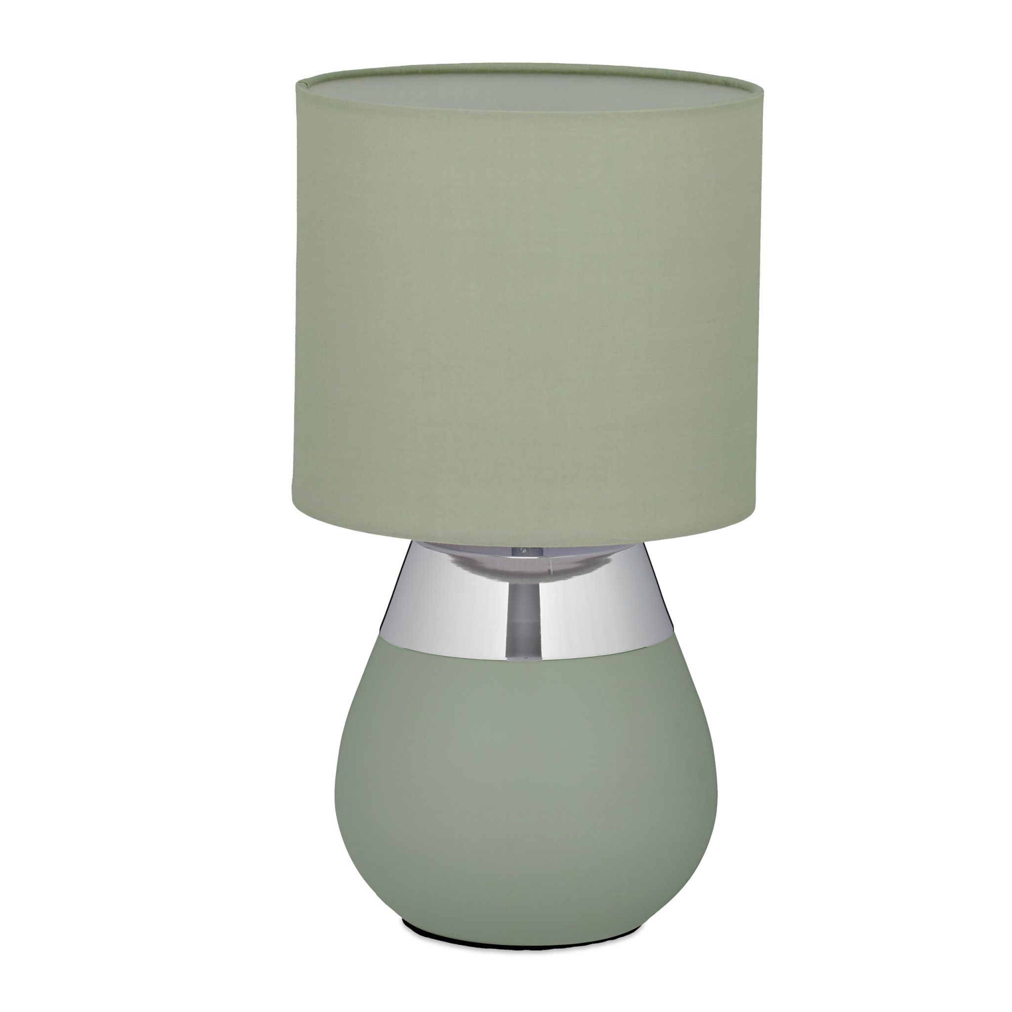Tischlampe mit Stoffschirm Grün-Silber