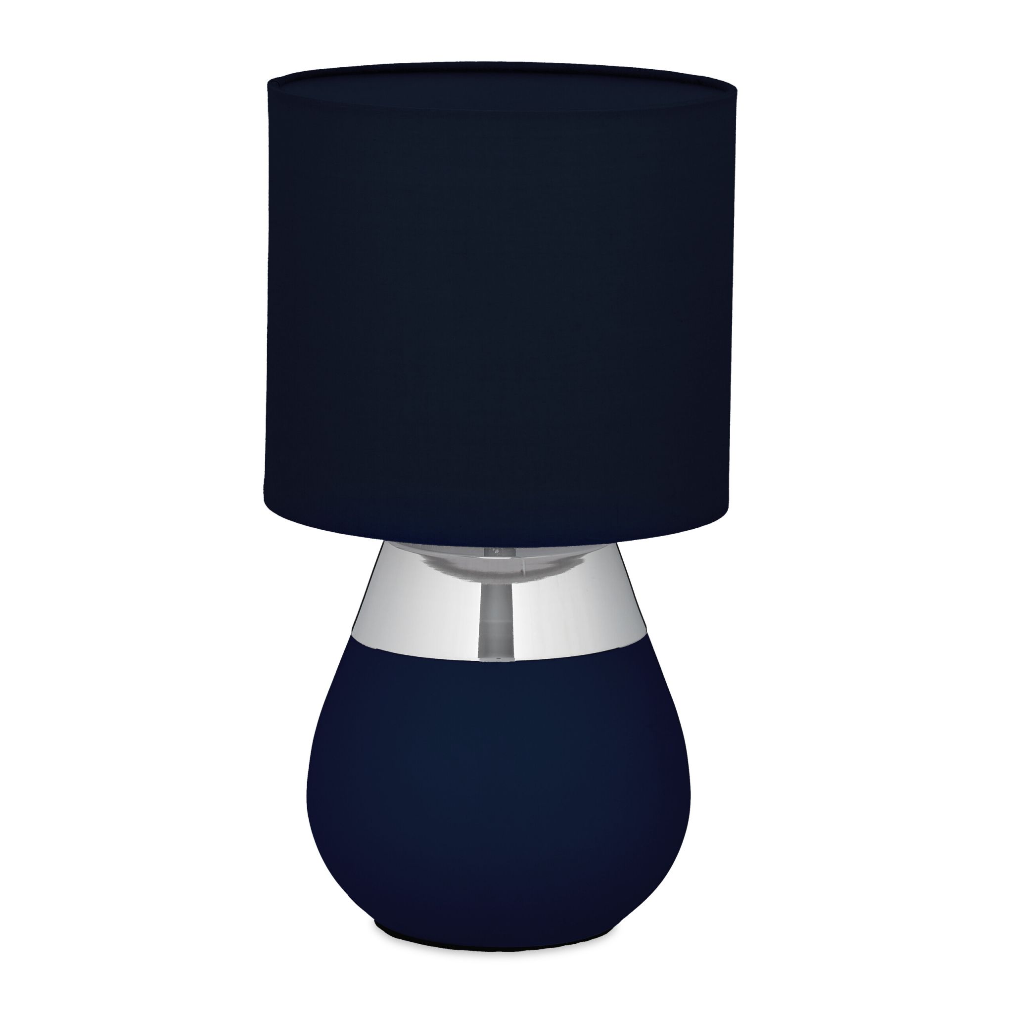 Tischlampe mit Stoffschirm Dunkelblau-Silber