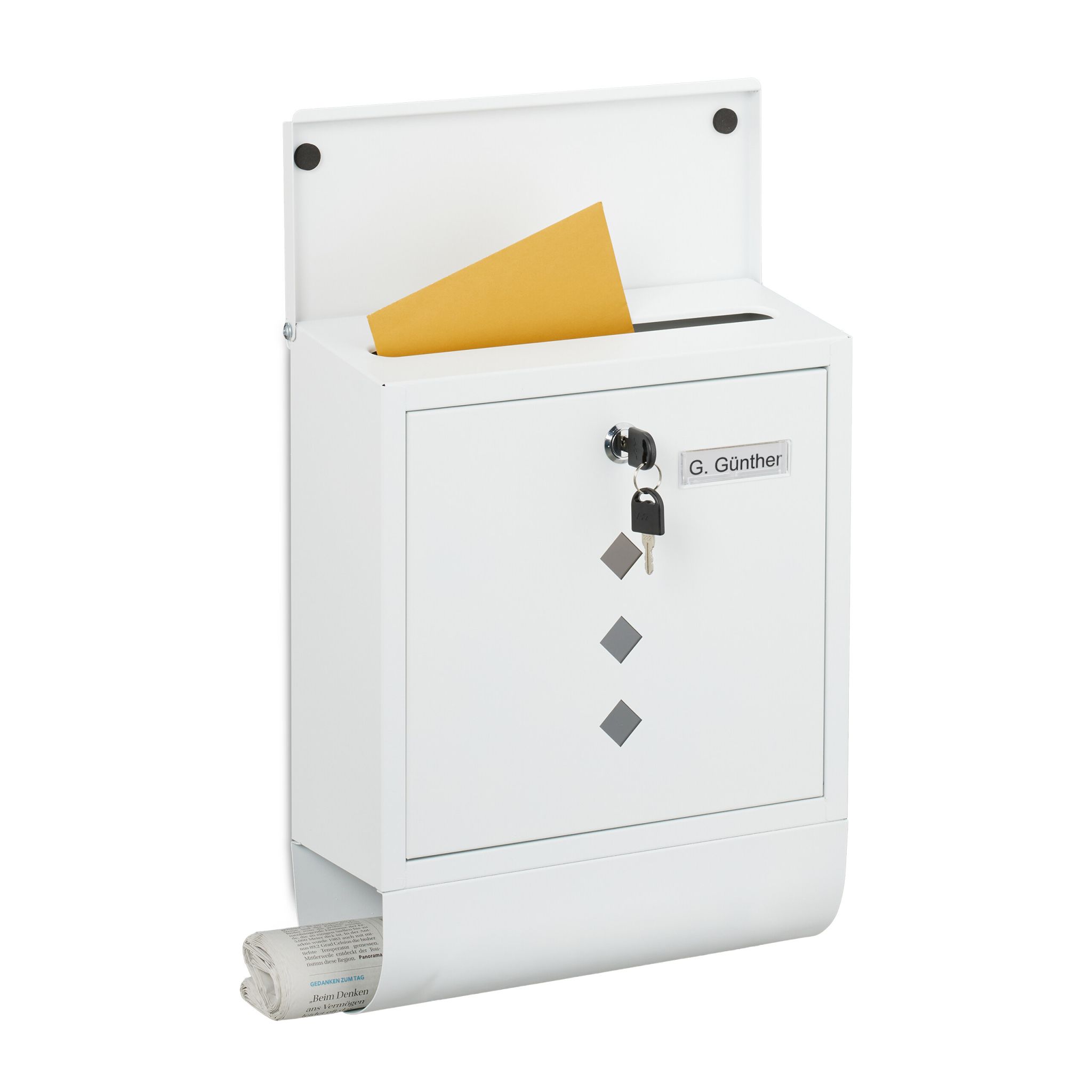 Briefkasten mit Zeitungsfach Weiss