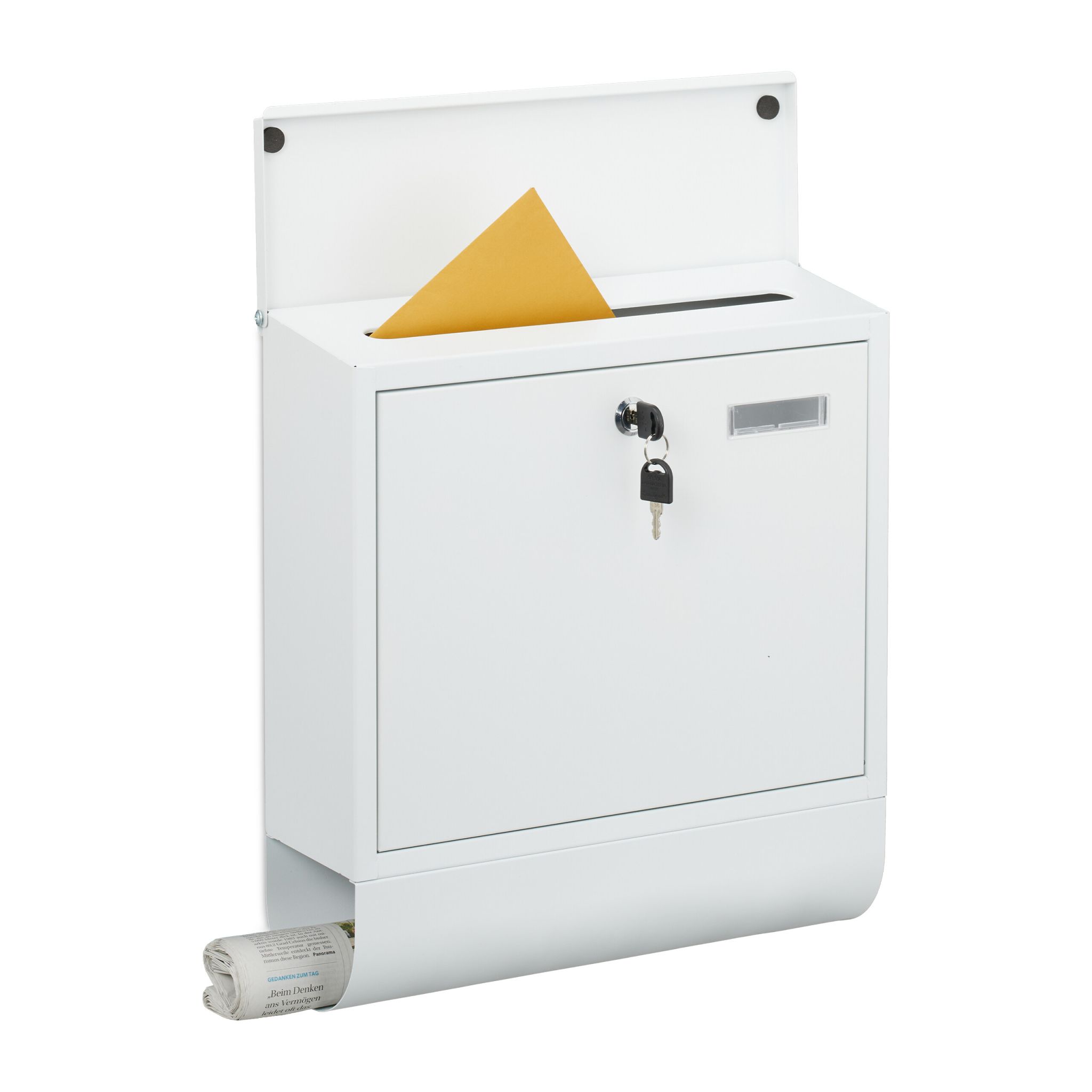 Briefkasten mit Zeitungsfach Weiss
