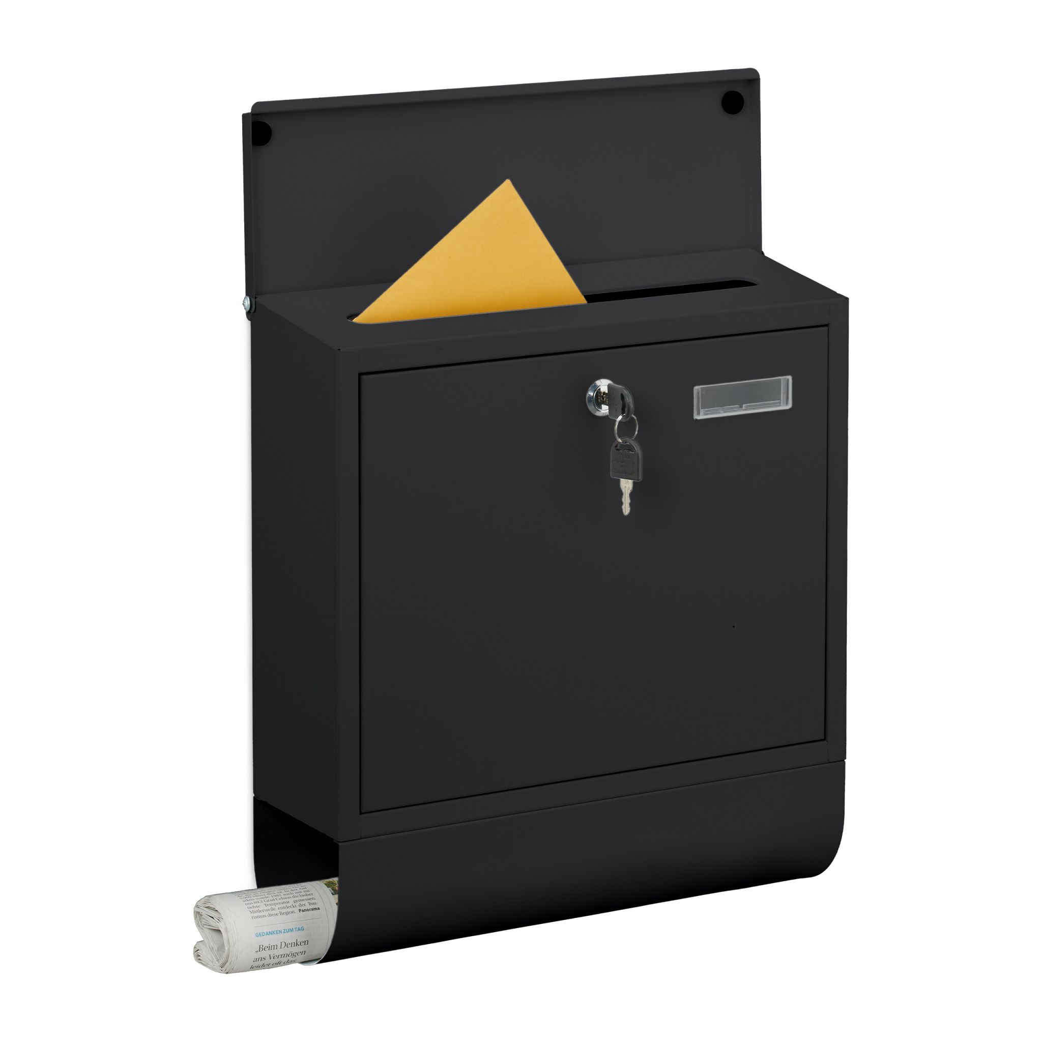 Briefkasten mit Zeitungsfach Schwarz