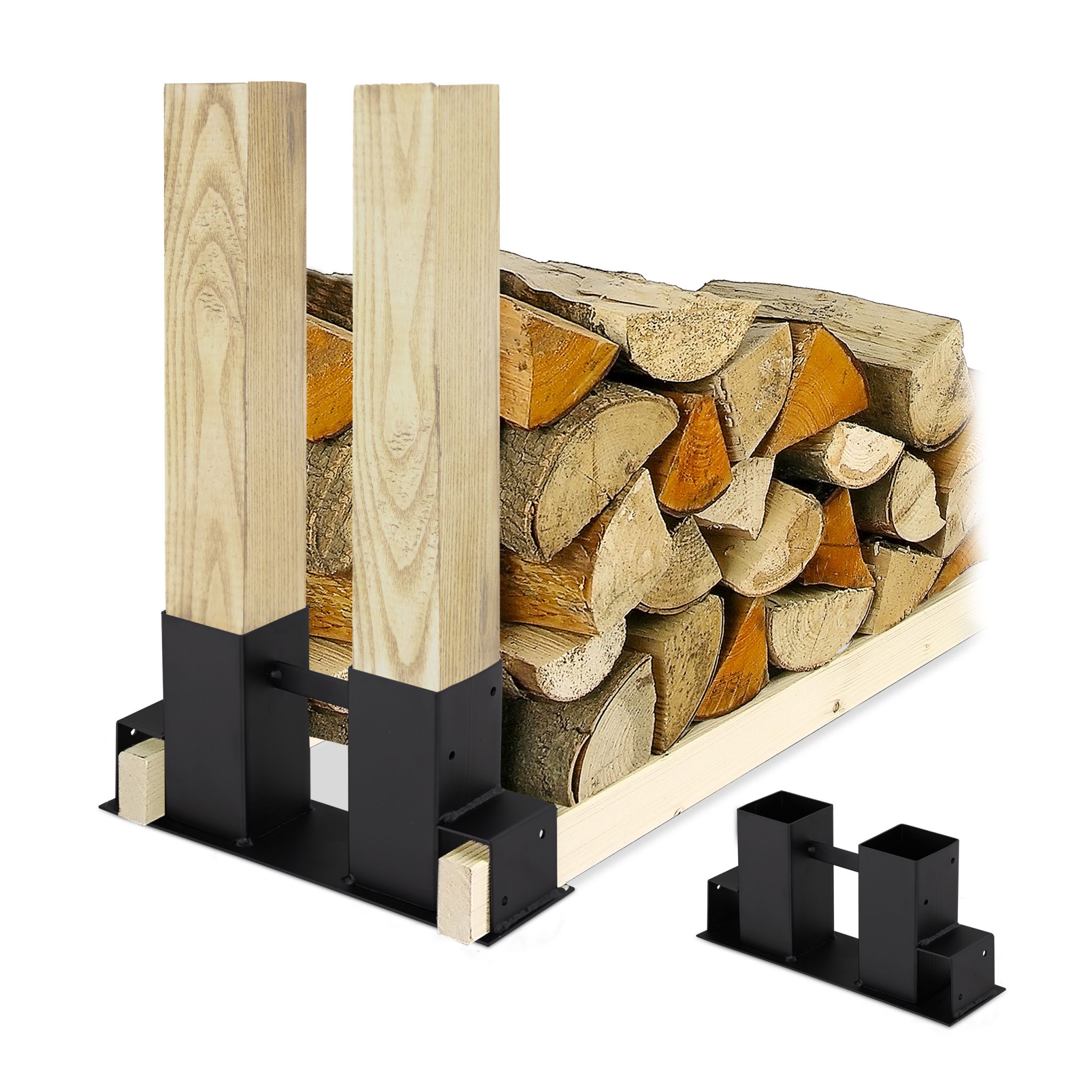 Holzstapelhilfe 2er-Set Schwarz