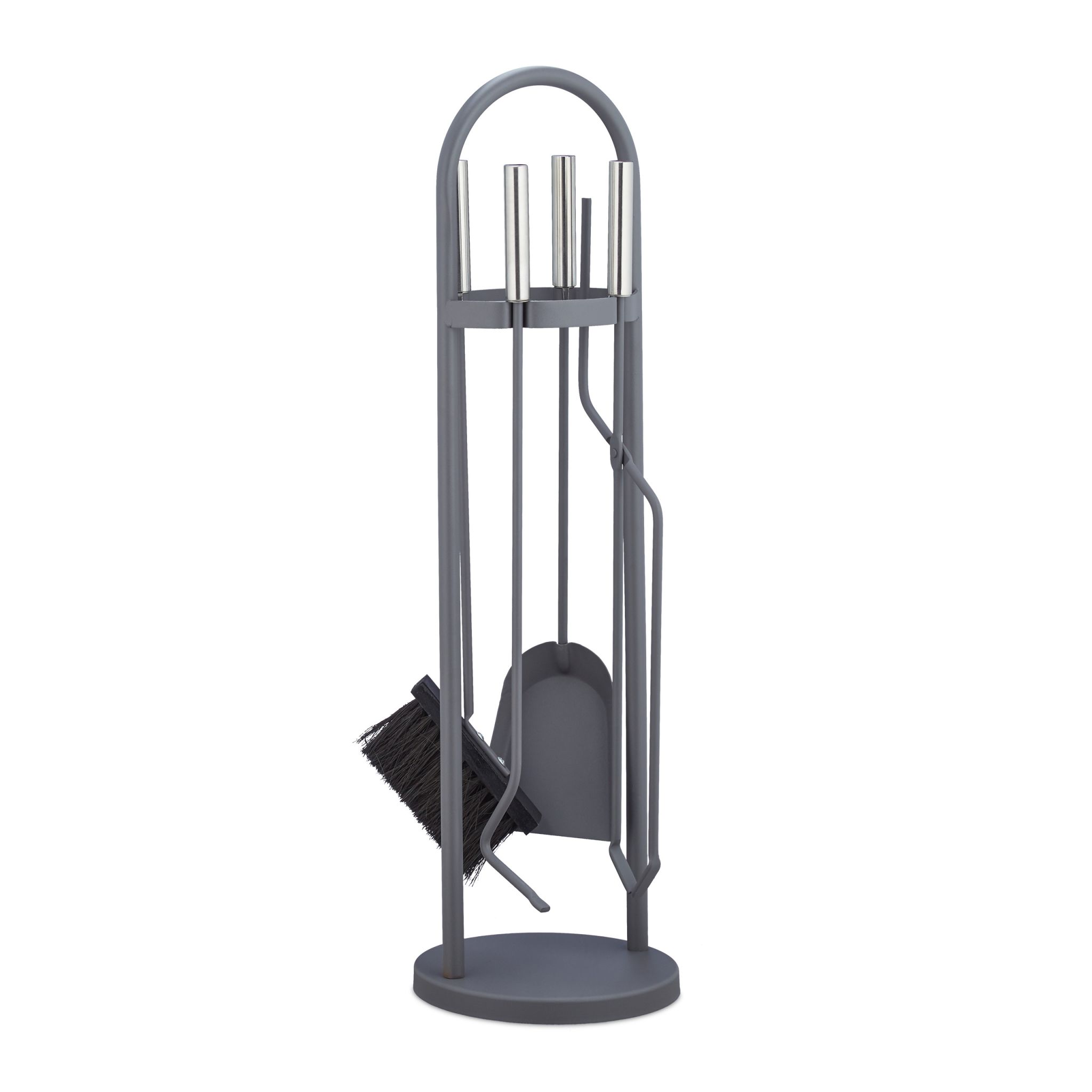 Kaminbesteck modern 5-teilig Silber-Grau