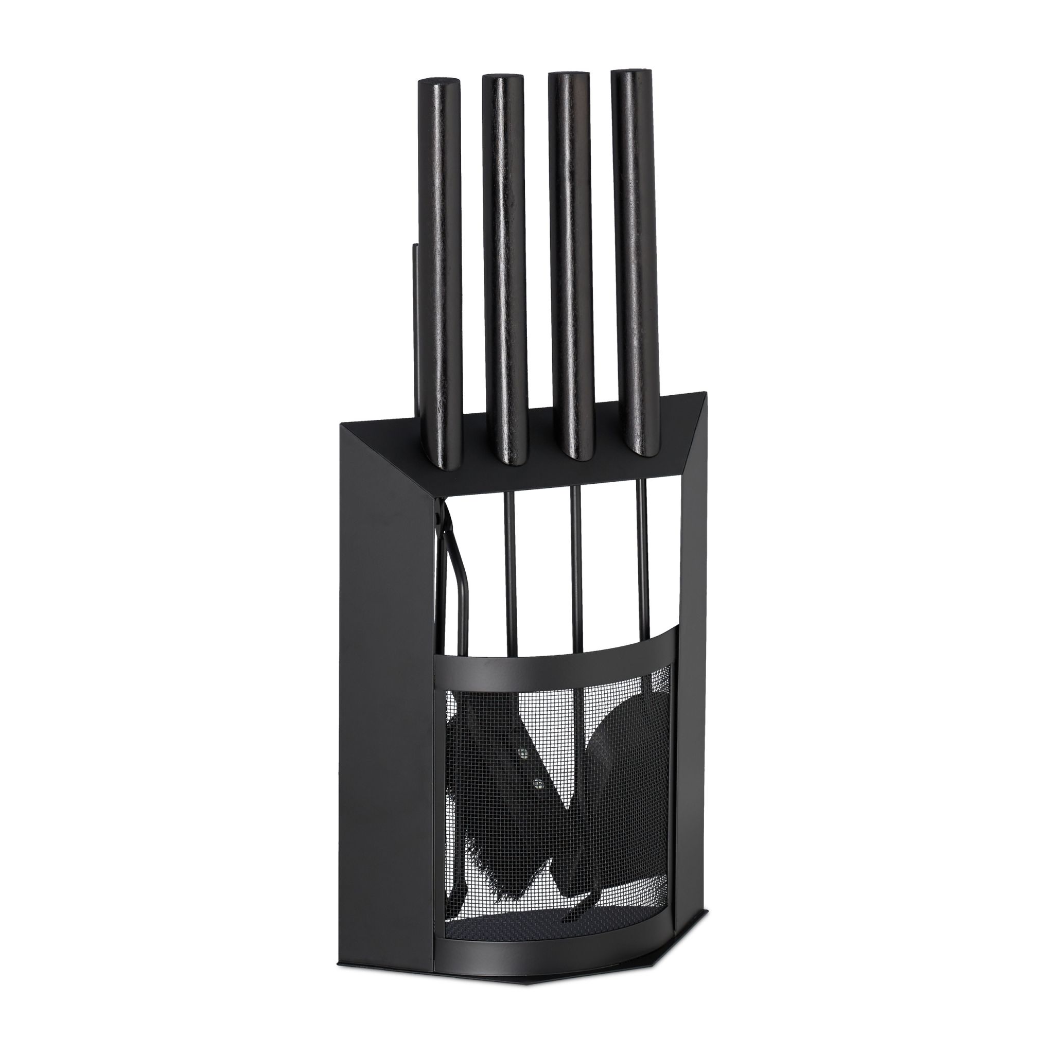 Kaminbesteck mit Halter 5tlg. Schwarz