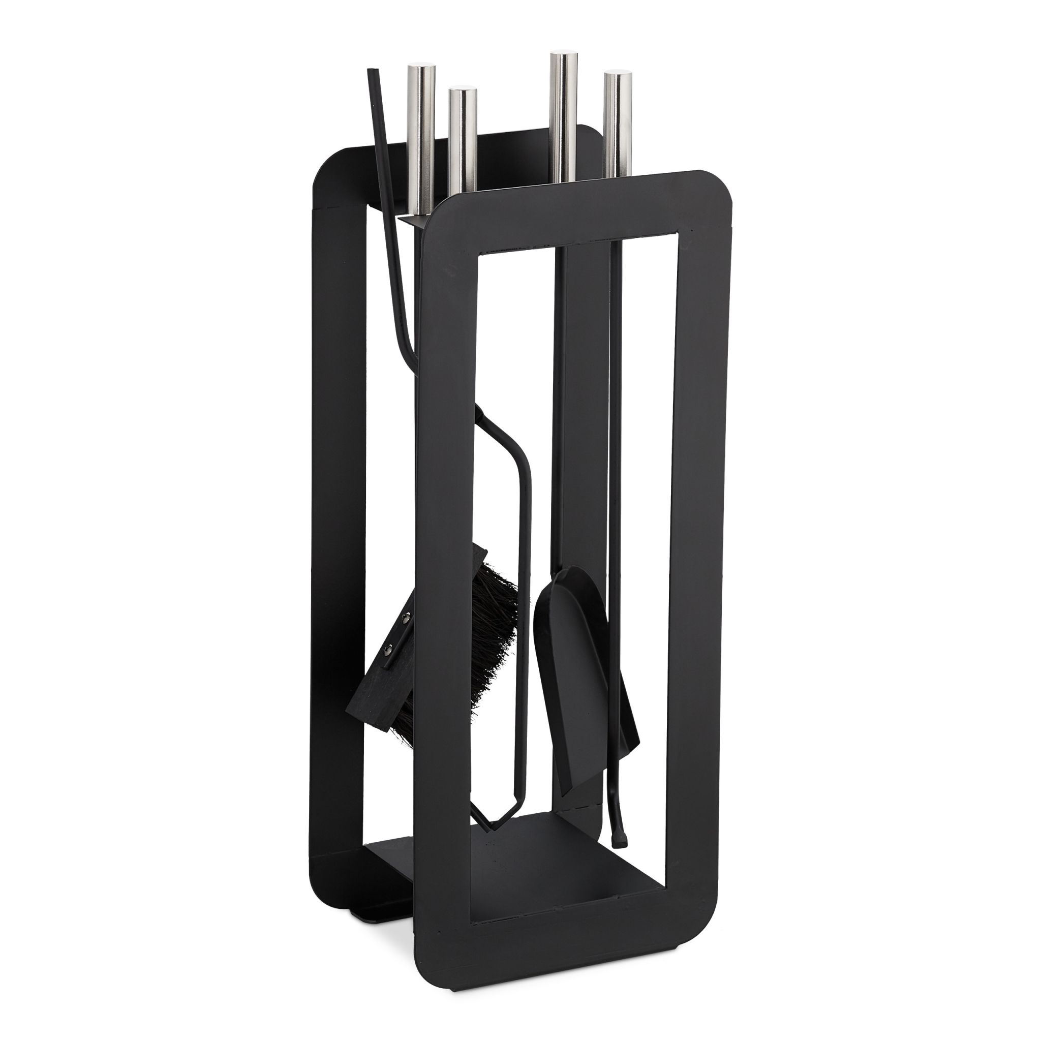 Kaminbesteck 5tlg. Schwarz-Silber