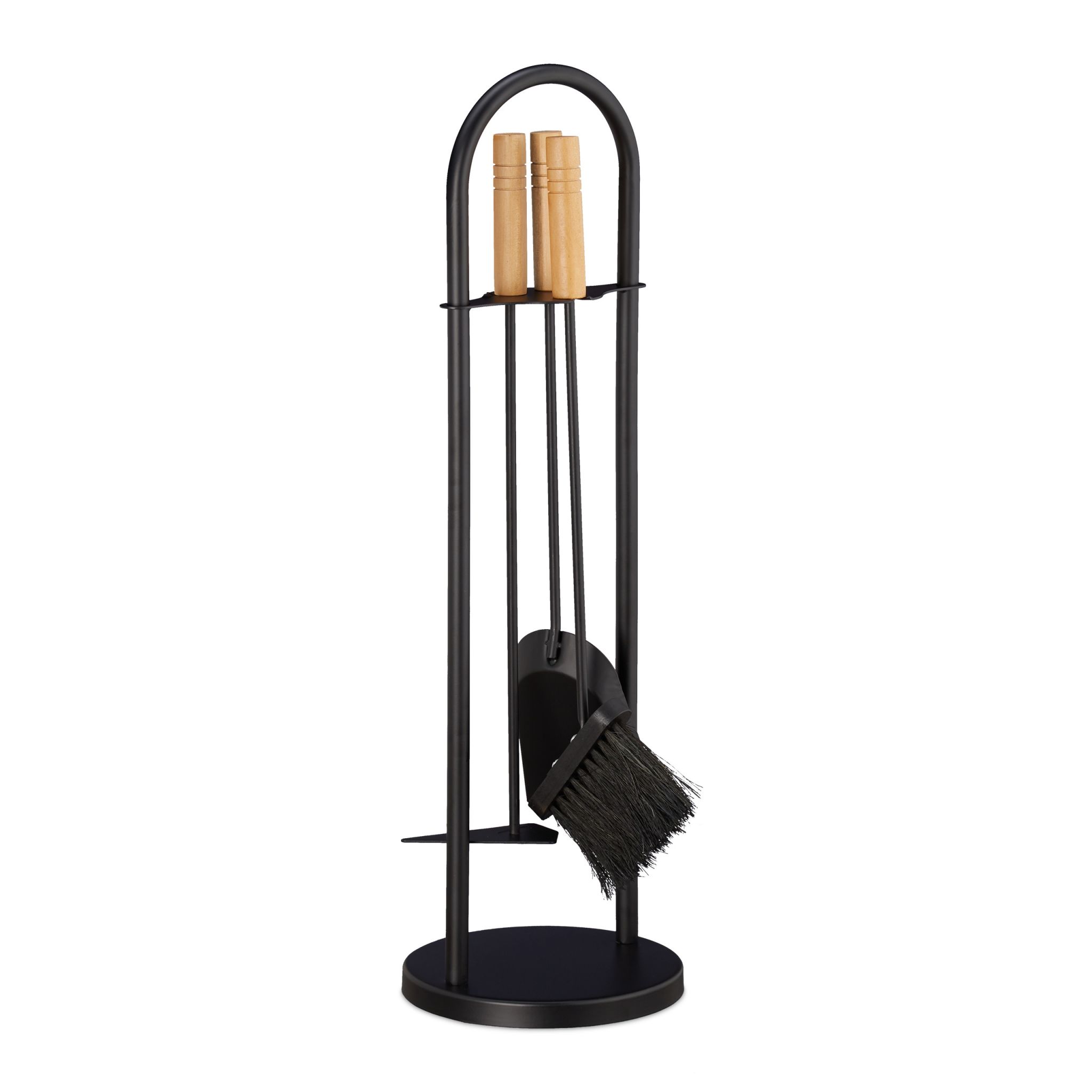 Kaminbesteck modern 4-teilig Hellbraun-Schwarz