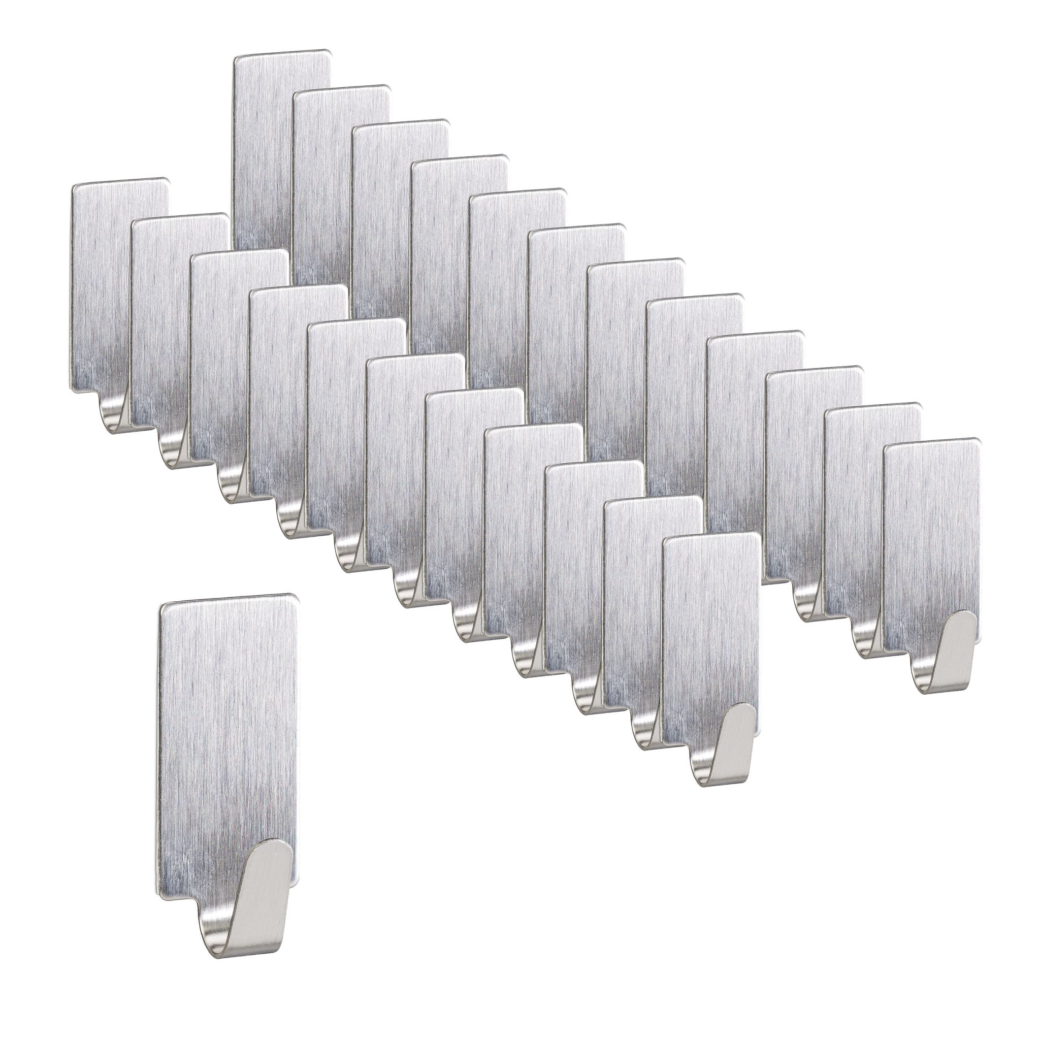 Klebehaken 24er-Set eckig Silber