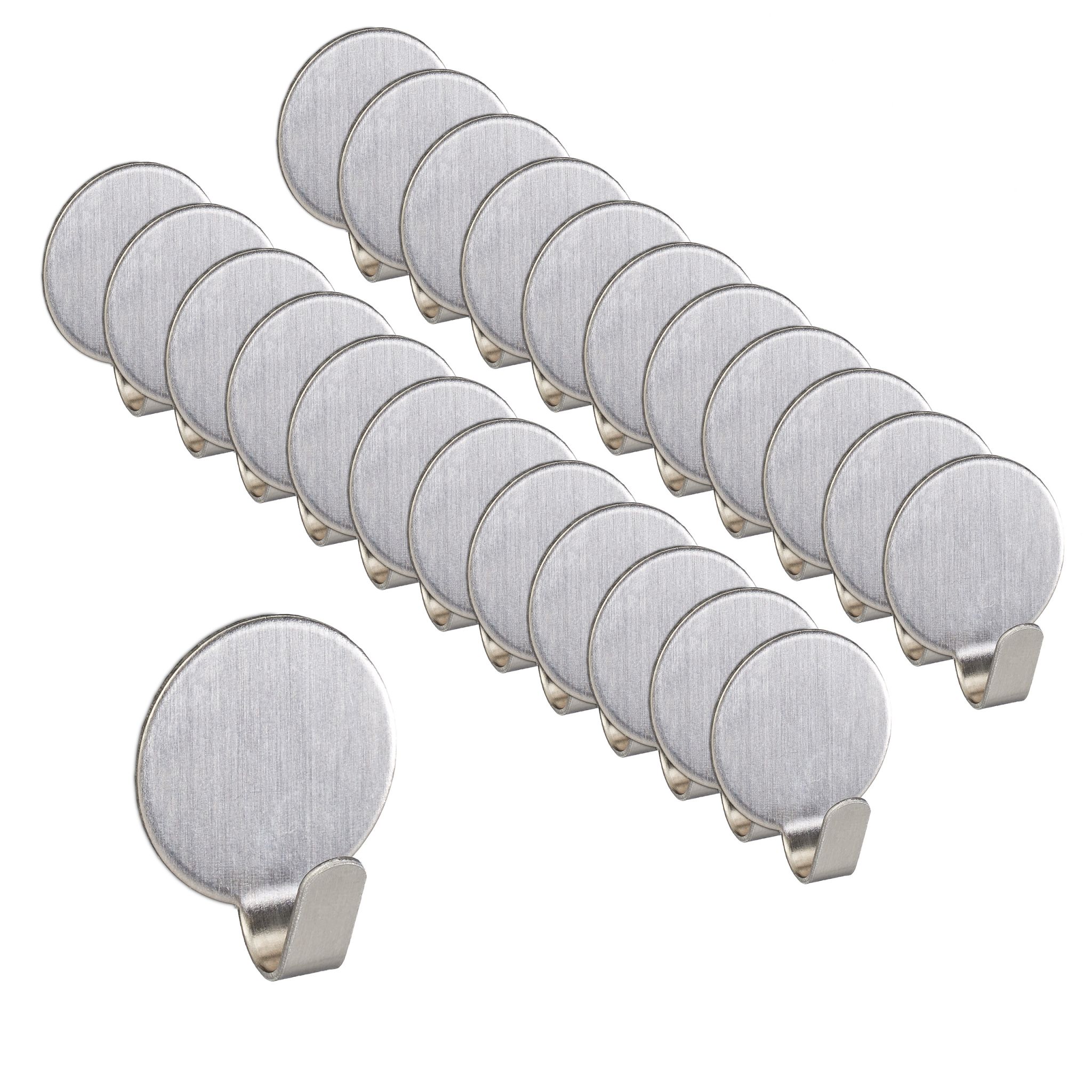 Klebehaken 24er-Set Edelstahl Silber