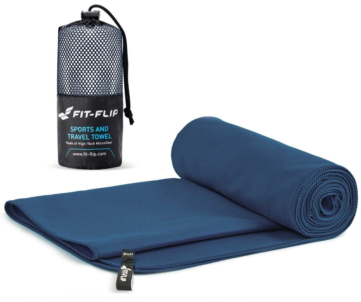 Mikrofaser Handtuch schnelltrocknend mit Tasche 90x180cm Marineblau