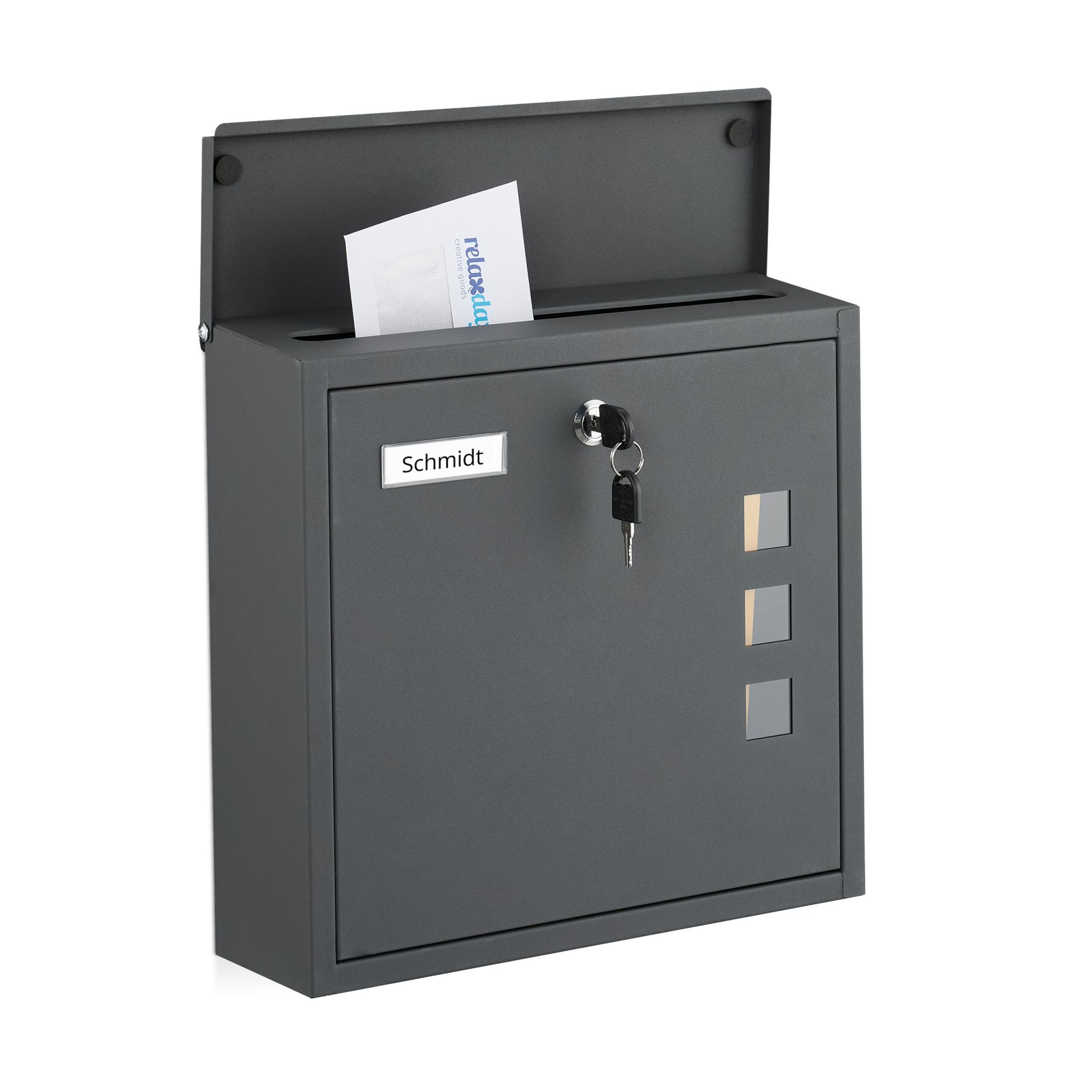 Briefkasten mit Sichtfenster Anthrazit-Silber-Transparent