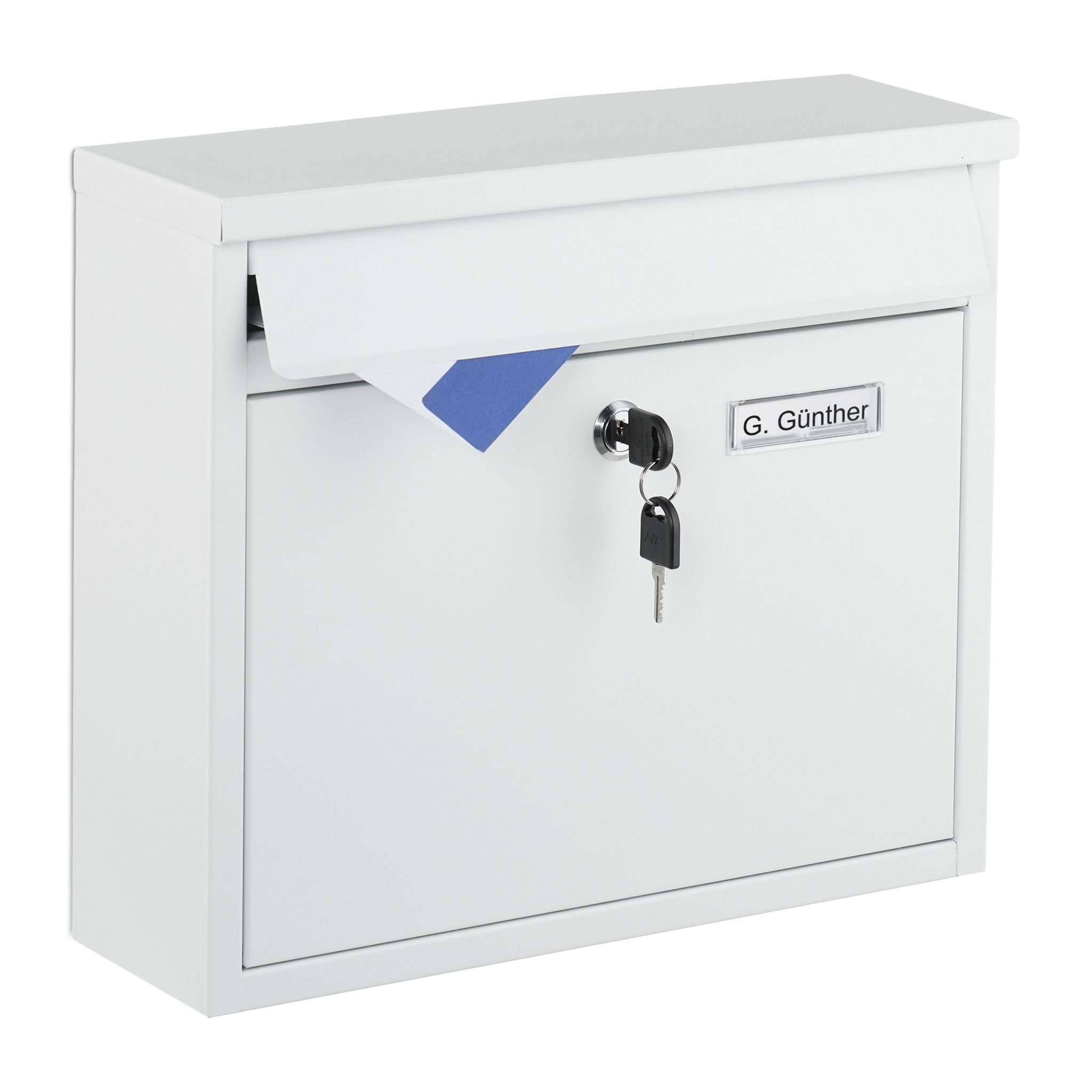 Briefkasten kompakt Weiss-Silber-Transparent